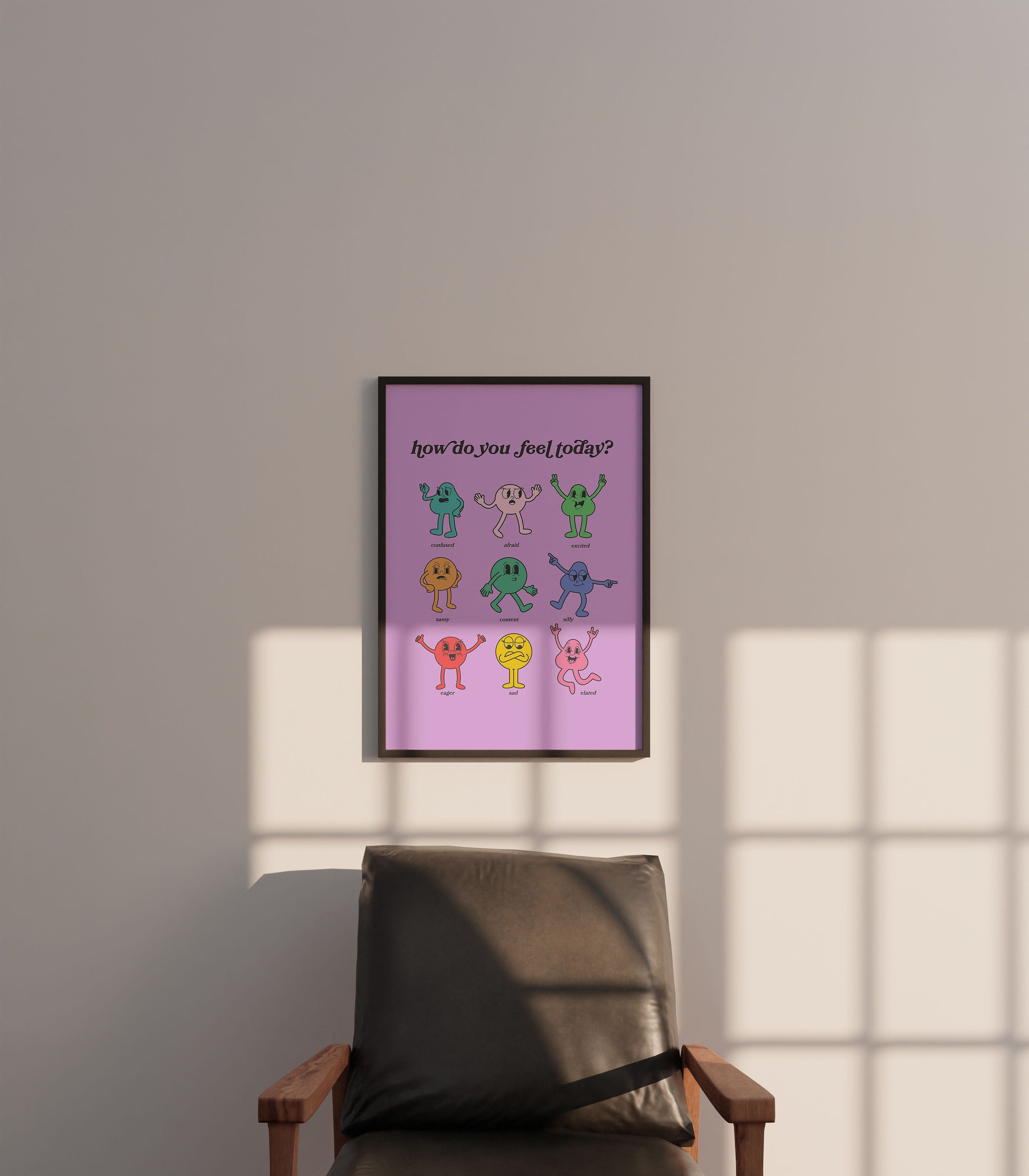 How Do You Feel Today? Retro Quote, Digital Prints Wall Art, Digital Prints, Emotions Art Prints, Mood and Feelings Poster, School Posters