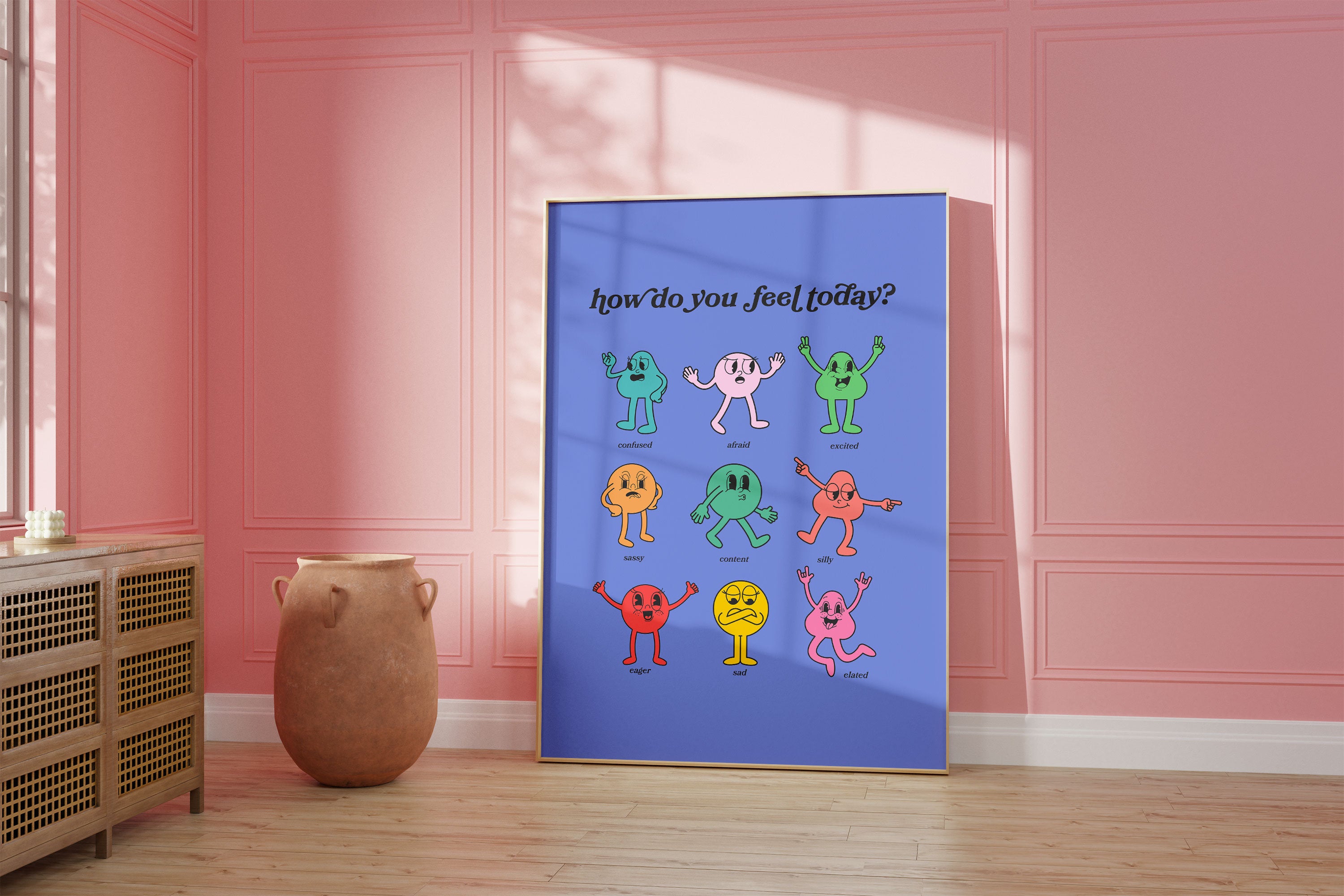 How Do You Feel Today? Emotions Poster, School Posters, Digital Prints, Feelings Art Print, School Art, Poster for Kids Room, Kids Art