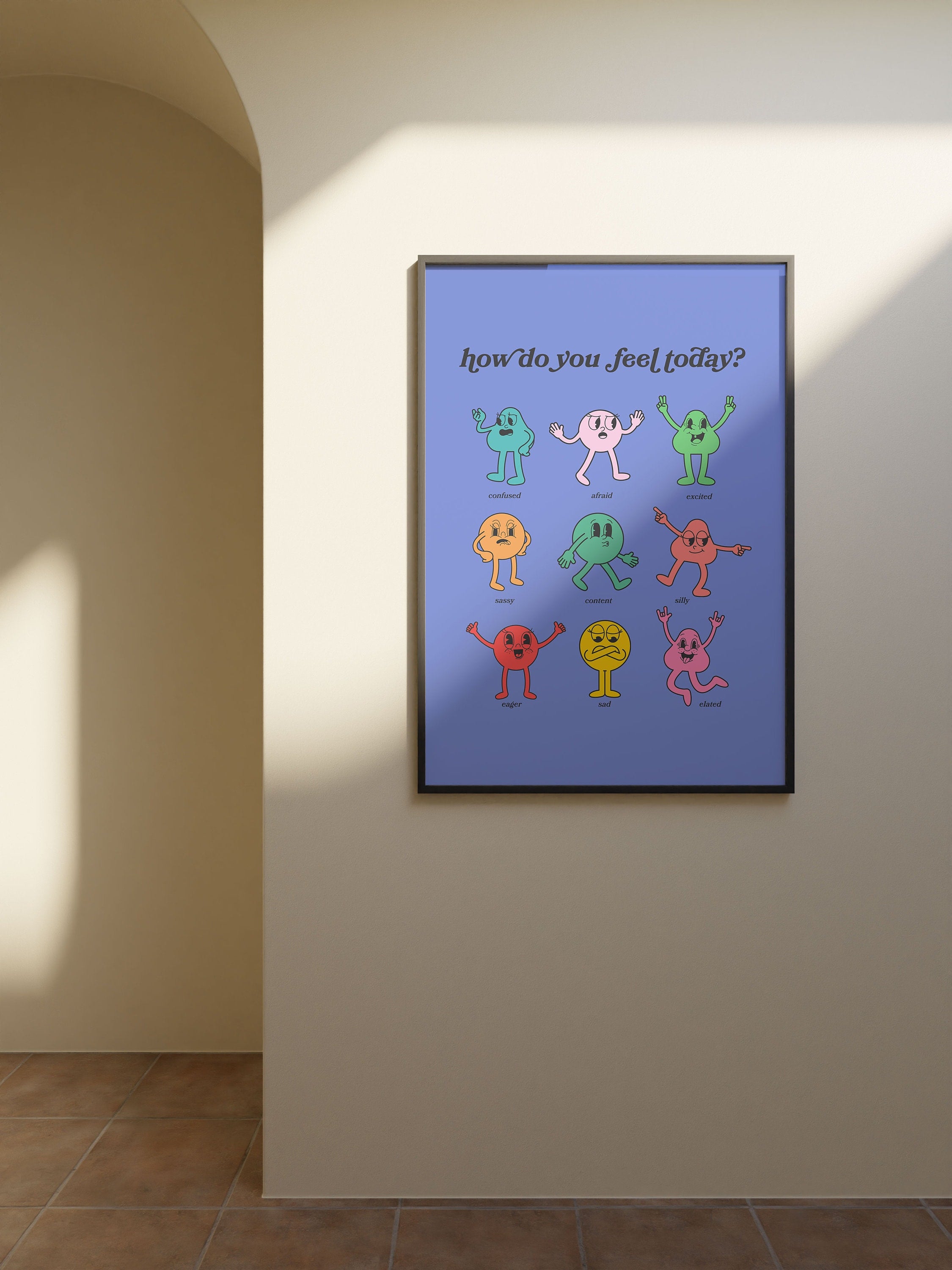 How Do You Feel Today? Emotions Poster, School Posters, Digital Prints, Feelings Art Print, School Art, Poster for Kids Room, Kids Art