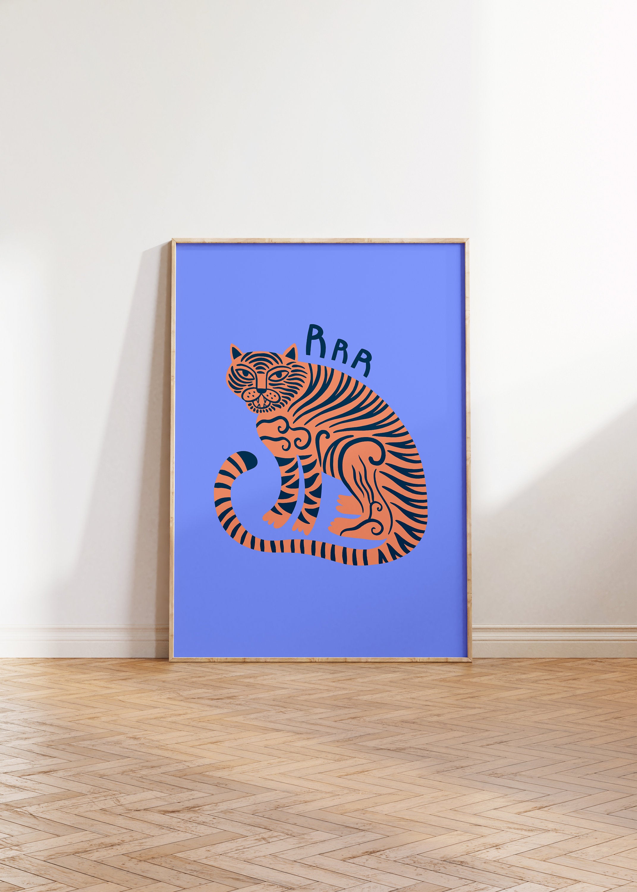 Tiger Art, Animal Art Print, Purple Animal Prints, Kids Room Decor, Digital Download, Tiger Posters, Preppy Wall Art, Purple Kids Posters