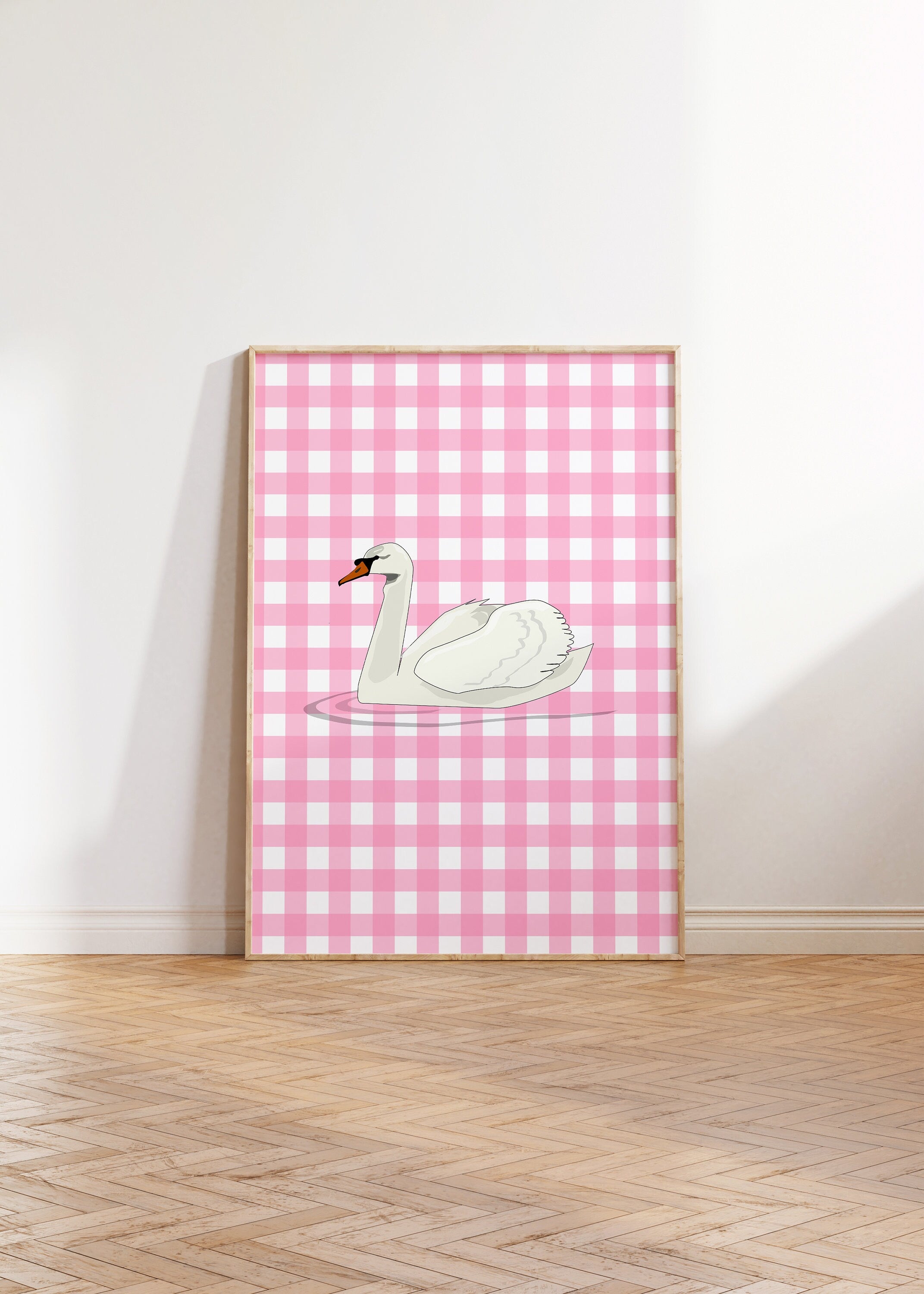 Pink Swan Animal Bedroom Art Print, Pink Wall Decor, Pink Digital Prints, Swan Digital Art Print, Swan Wall Art, Coquette Wall Art Prints