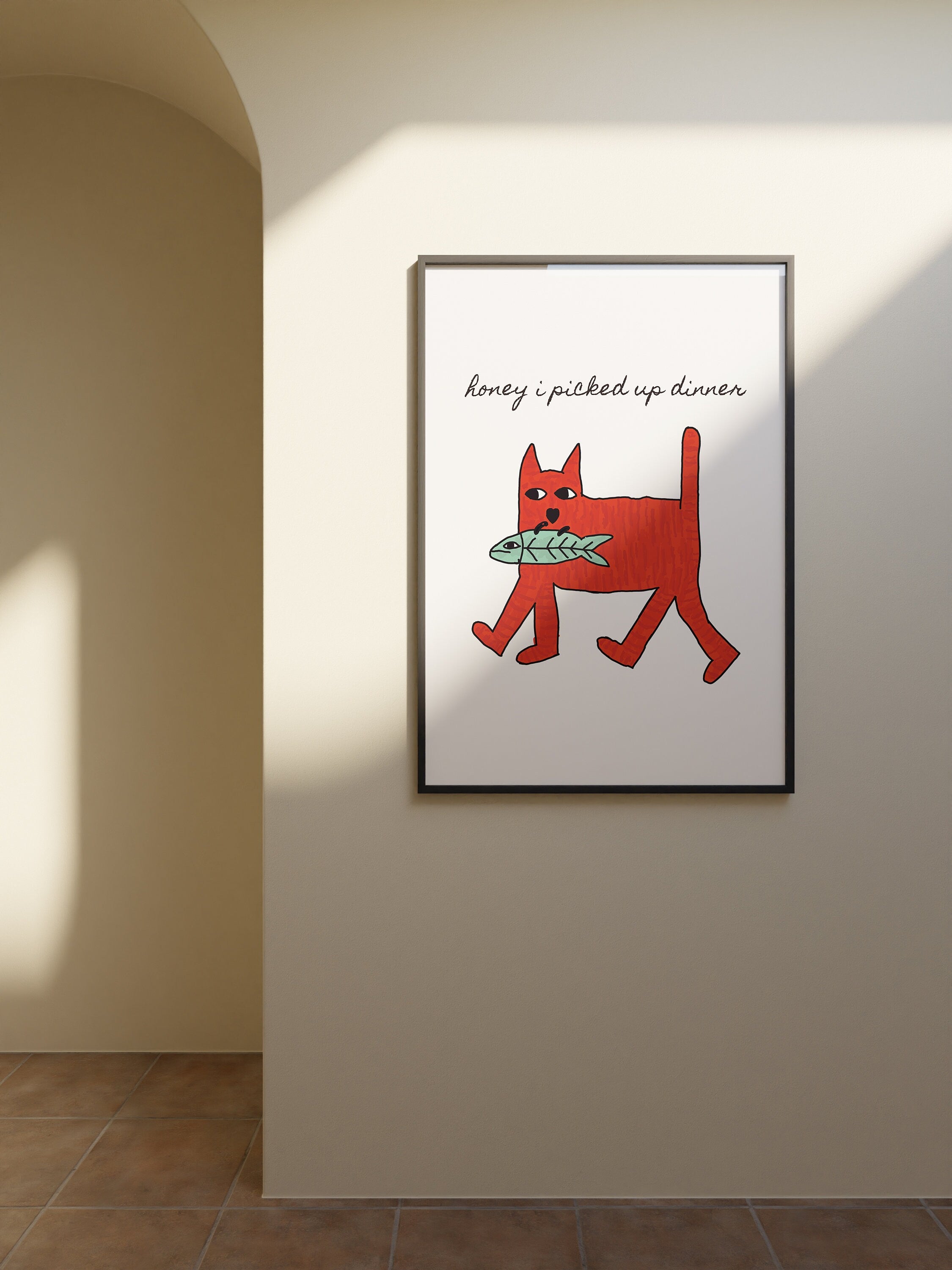 Digital Download, Funny Animal Wall Print, Fun Cat Decor, Downloadable Art, Cute Cat Art, Pop Art, Digital Art Print, Large Wall Art