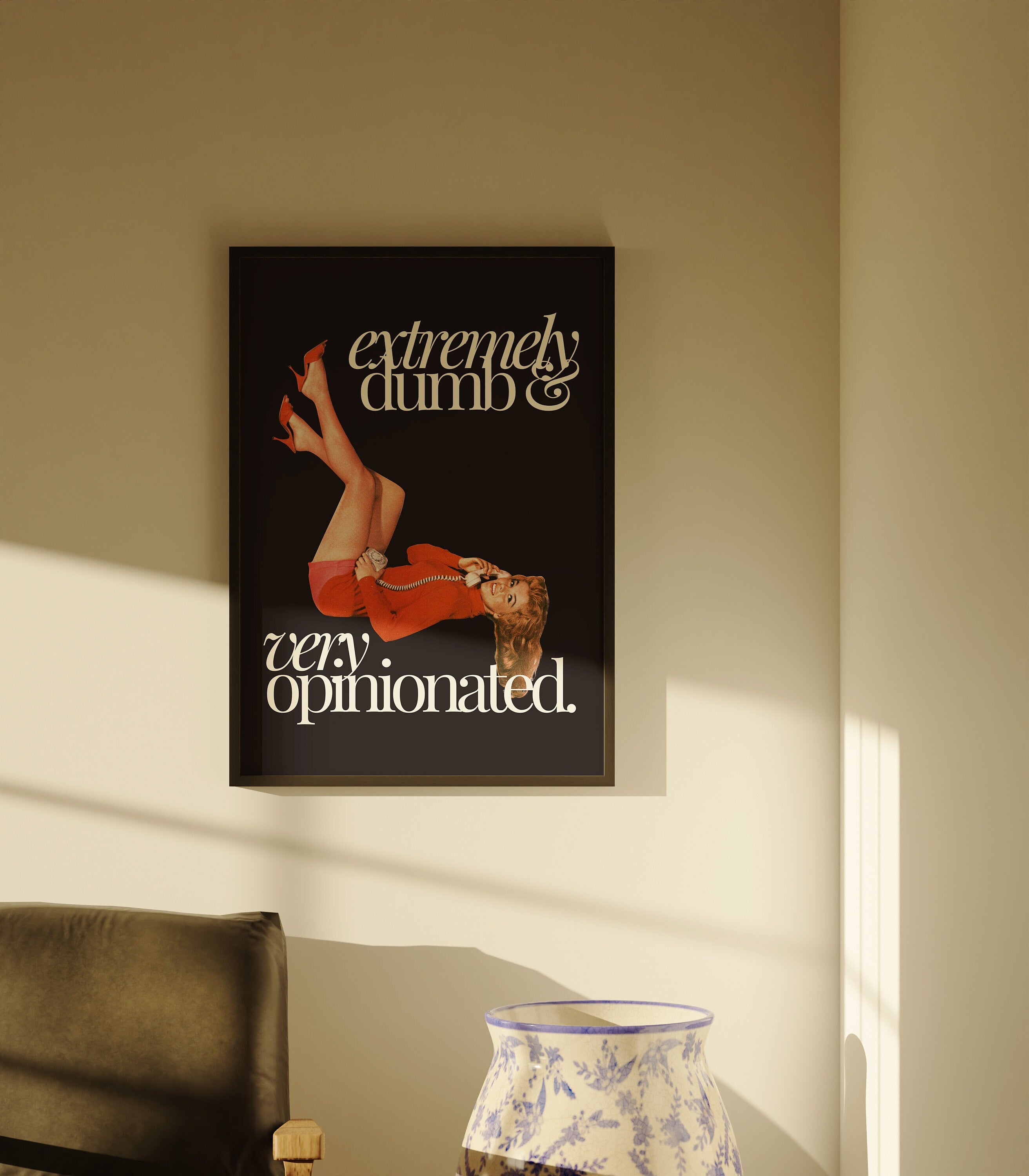 Retro Aesthetic Art,Apartment Art,Feminist Art,Living Room Decor,Pulp Pinup Art, Pulp Art Print, Retro Funny Women Art, Large Pink Art Print