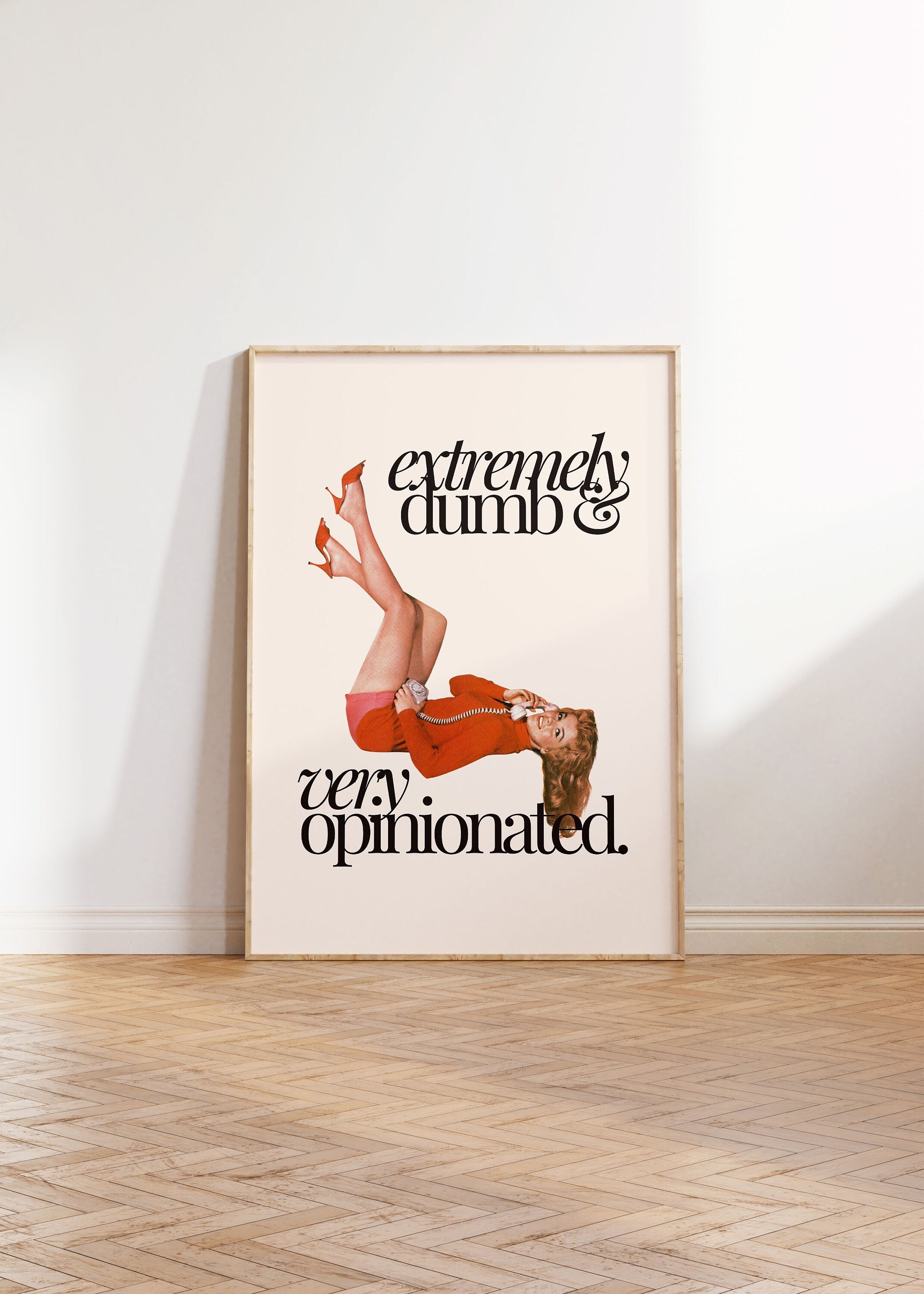 Retro Aesthetic Art,Apartment Art,Feminist Art,Living Room Decor,Pulp Pinup Art, Pulp Art Print, Retro Funny Women Art, Large Pink Art Print