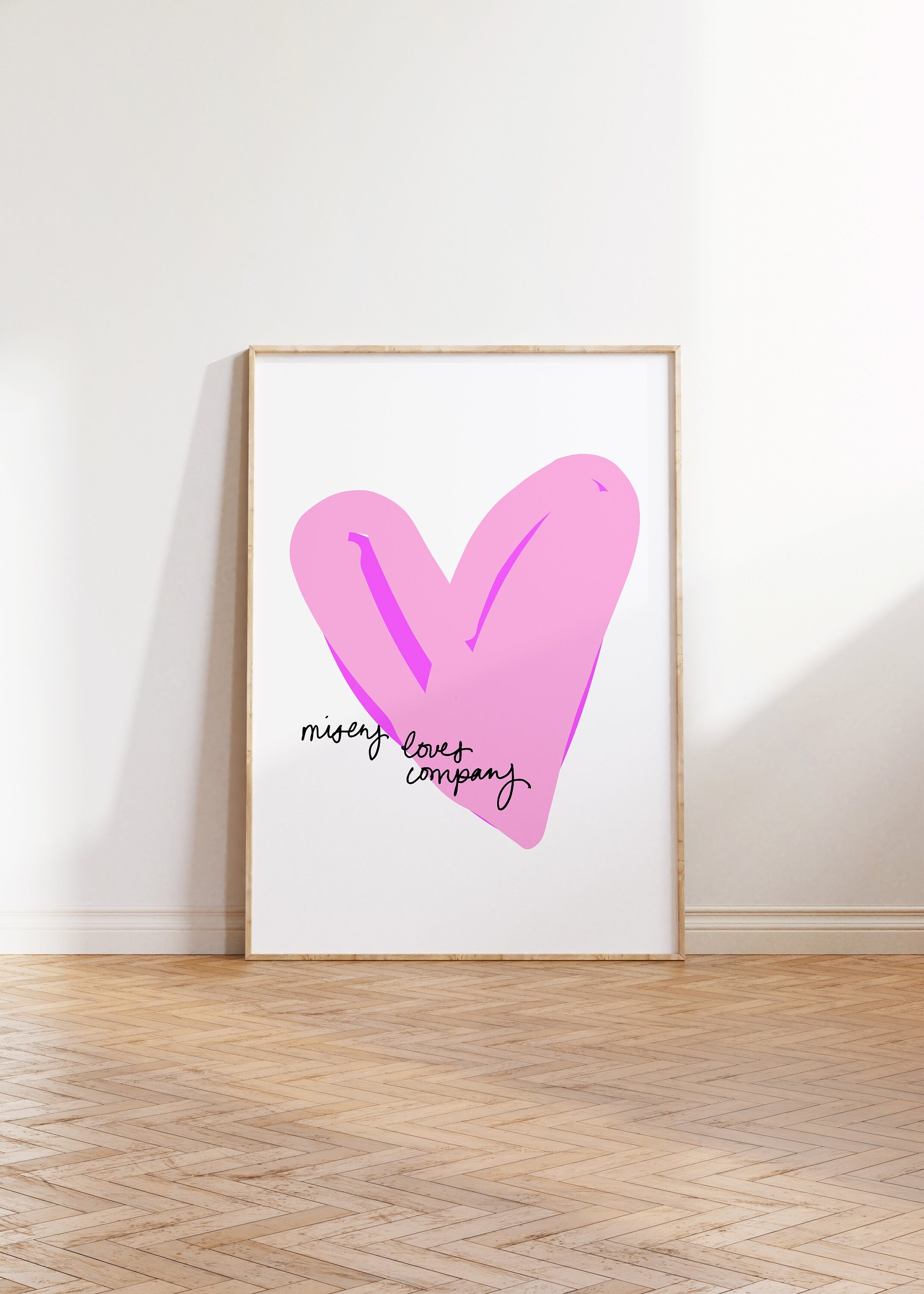 Emo Girl Quote, Retro Heart Posters, It Girl Art, Trendy Wall Art, Aesthetic Print, Dorm Art, Heart Print, Misery Loves Company Art Print