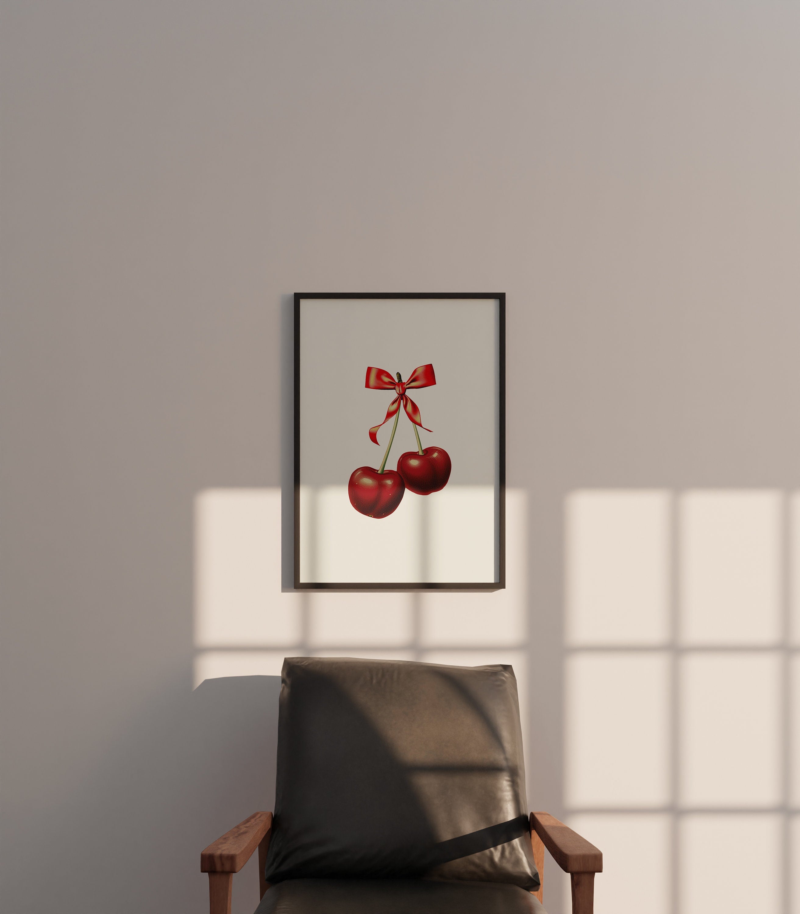 Cherry Poster, Coquette Wall Art, Digital Downloads, Fruit Prints, Trendy Wall Art, Cherry Decor, Cute Cherry Art, Coquette Prints