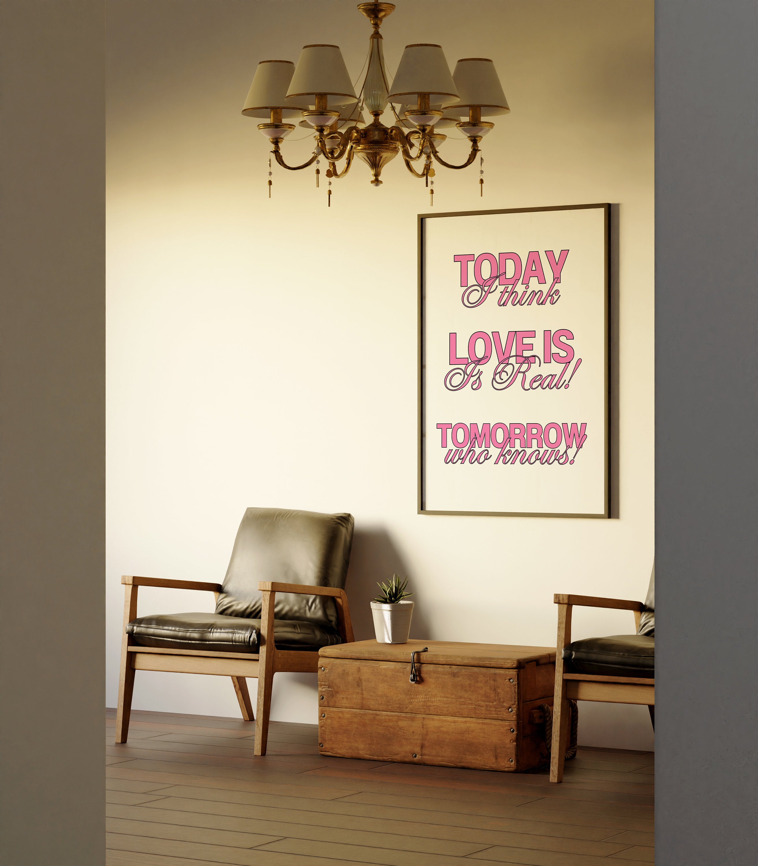 Wall Art Print, Typography Art, Downloadable Print, Apartment Art, Trendy Art Print, Pink and White Poster, Love Is Real Art, maximalism