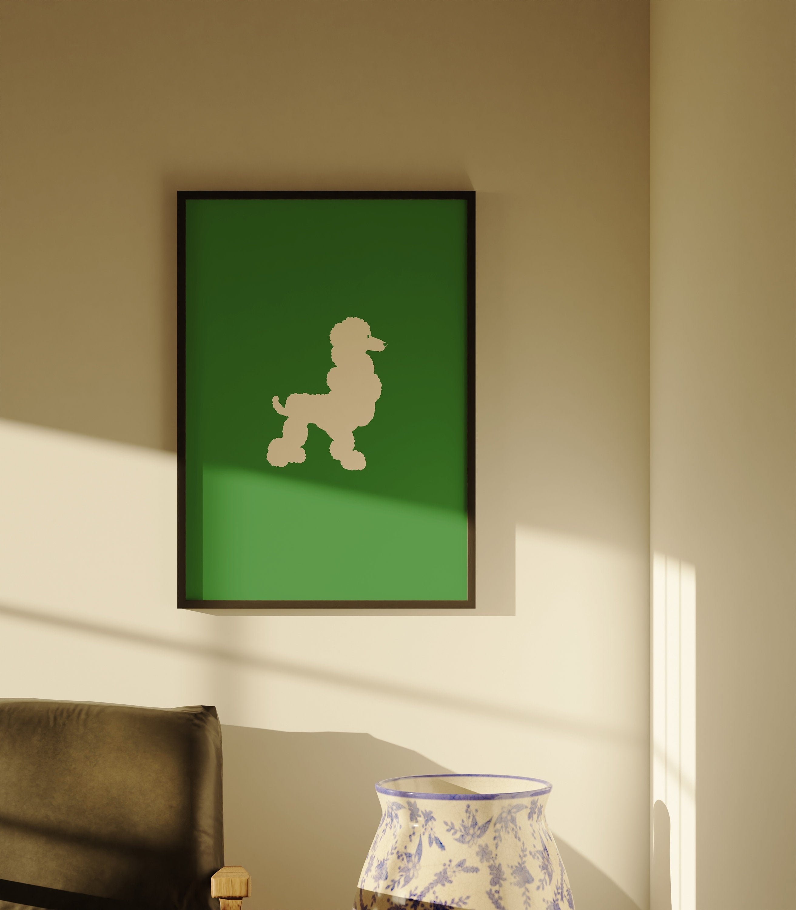 poodle art, poodle posters, dog art print, green dog poster art, art for kids room, green poster for kids playroom, dog digital art prints