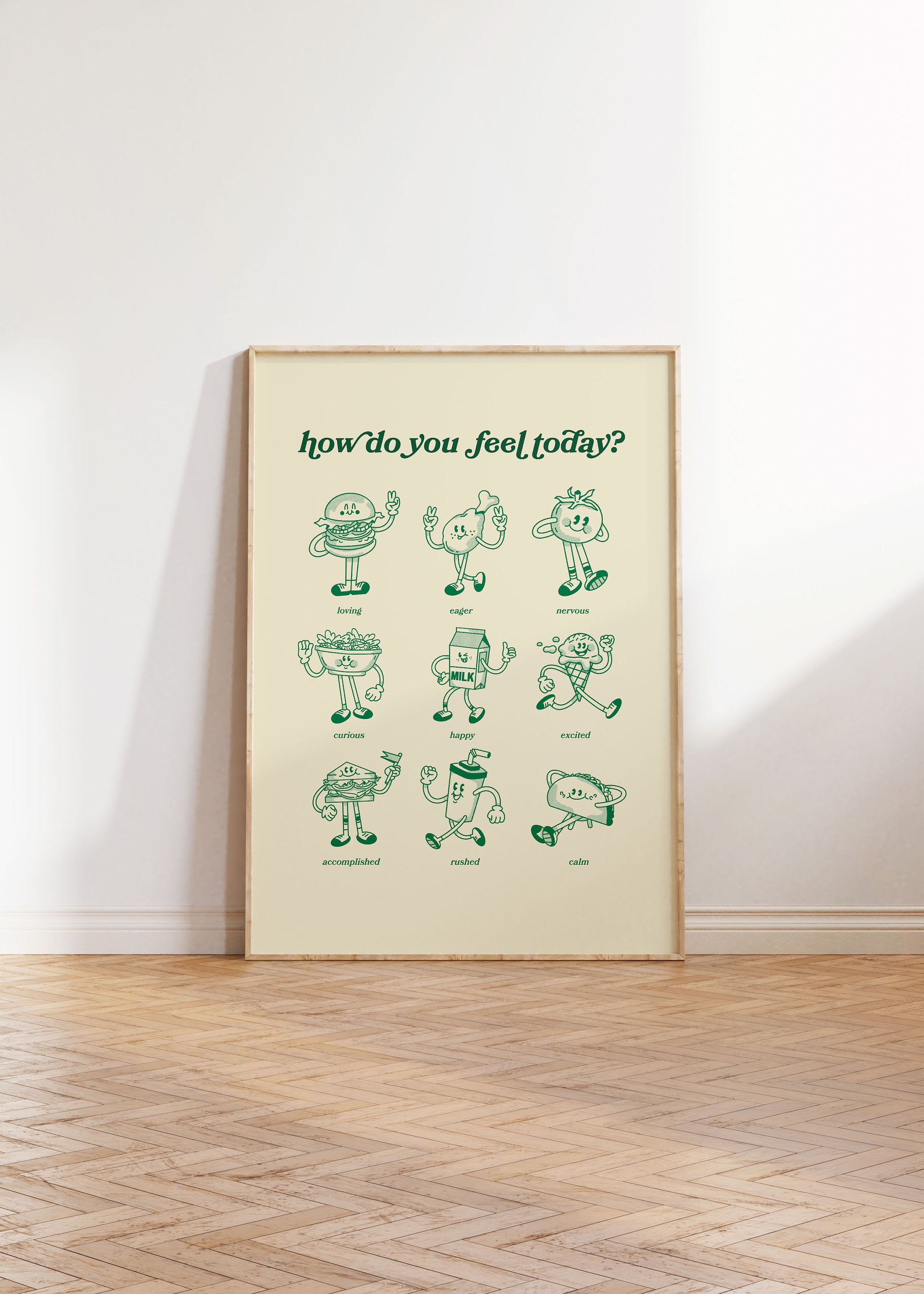 How Do You Feel Today? Retro Quote, Digital Prints Wall Art, Digital Prints, Emotions Art Prints, Mood and Feelings Poster, School Posters