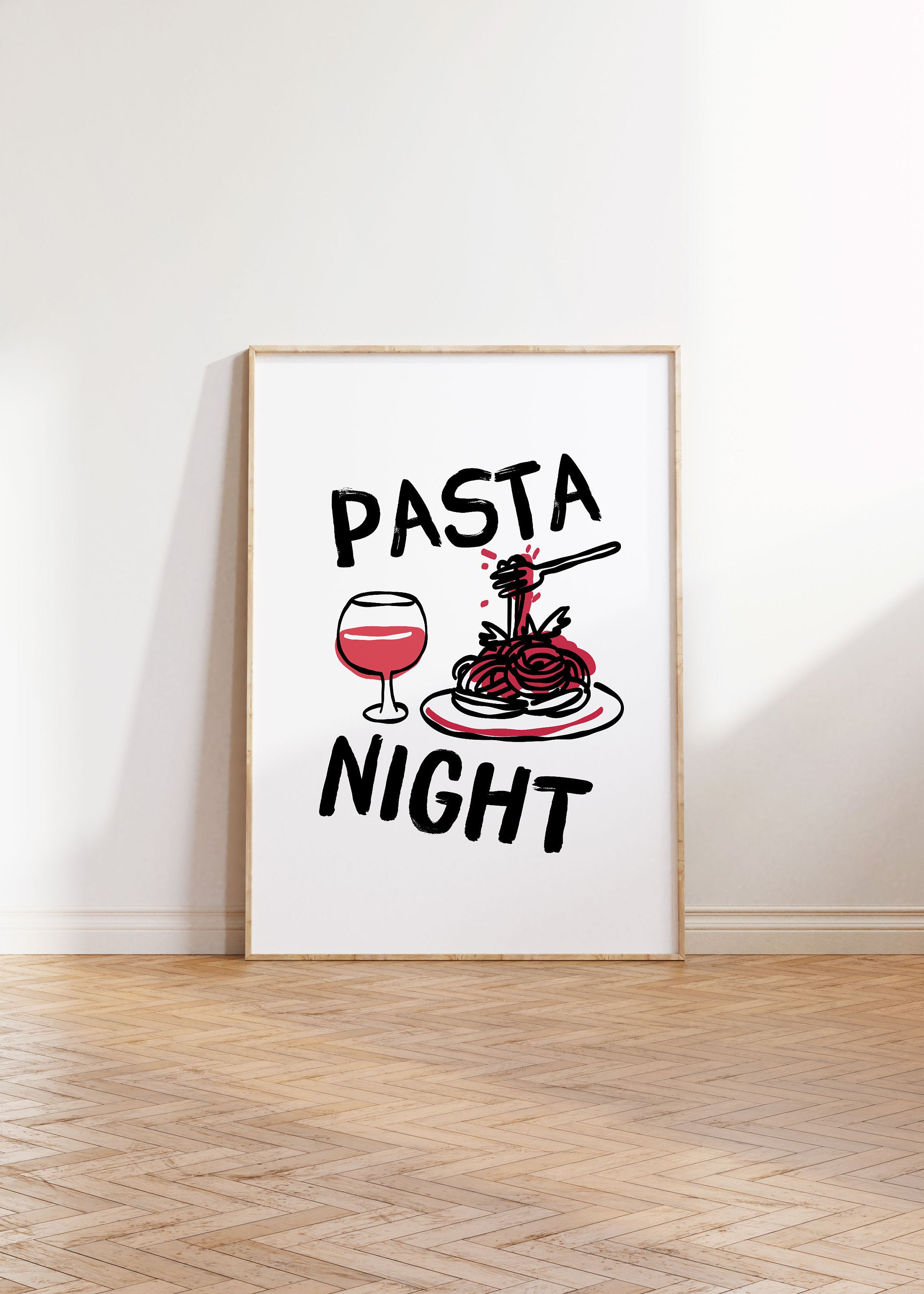 Pasta Wall Print, Fun Pasta Decor, Downloadable Art, Cute Kitchen Art, Pop Art, Food Art Print, Digital Food Poster, Digital Download
