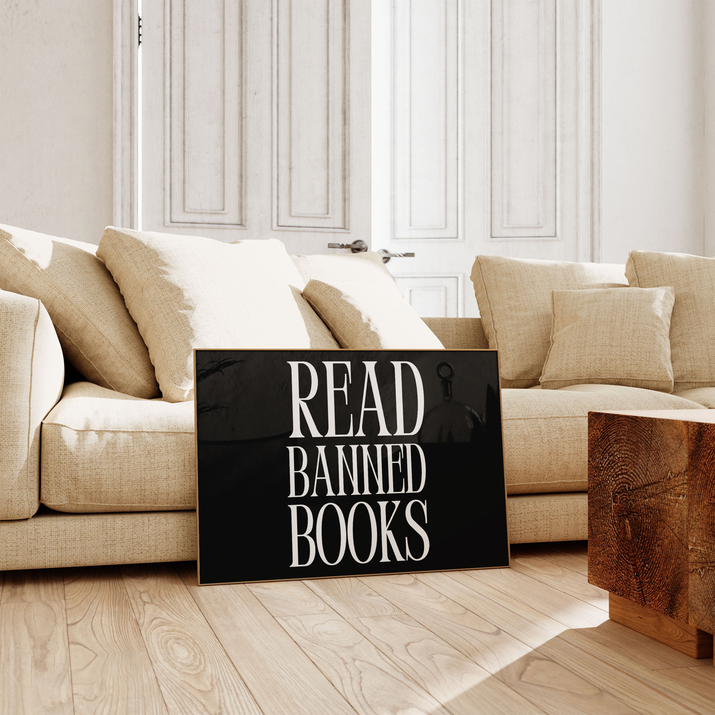 Read Banned Books-Large Black Art-Black Wall Print-Reading Art Prints-Art For Classrooms-Living Room Decor-Books Wall Art-Reading Poster