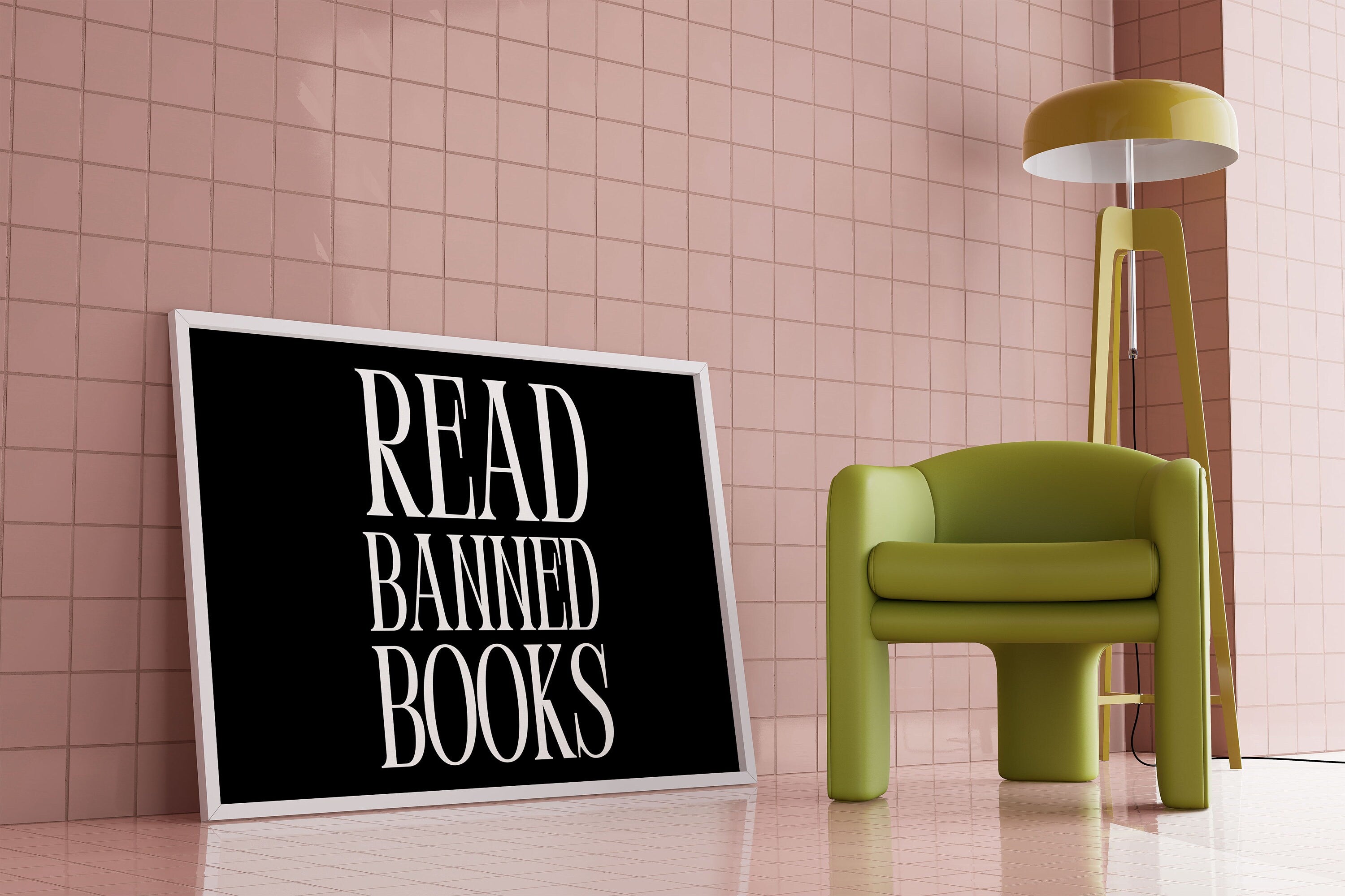 Read Banned Books-Large Black Art-Black Wall Print-Reading Art Prints-Art For Classrooms-Living Room Decor-Books Wall Art-Reading Poster