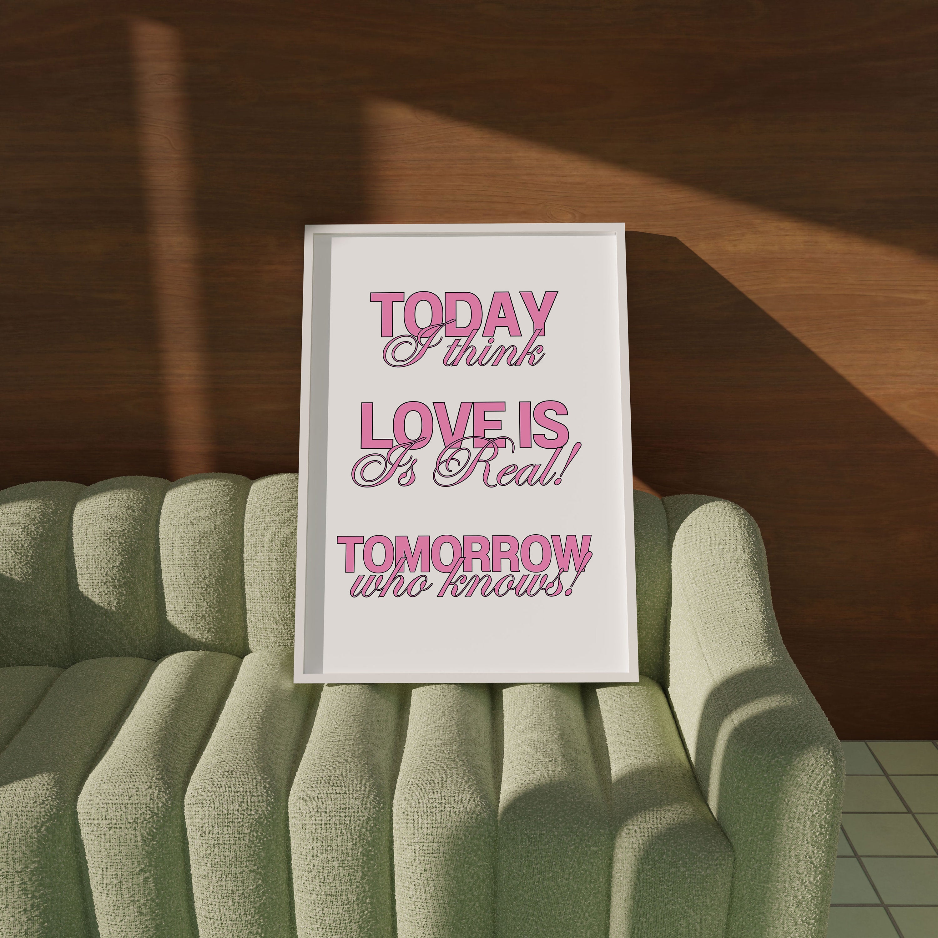 Wall Art Print, Typography Art, Downloadable Print, Apartment Art, Trendy Art Print, Pink and White Poster, Love Is Real Art, maximalism