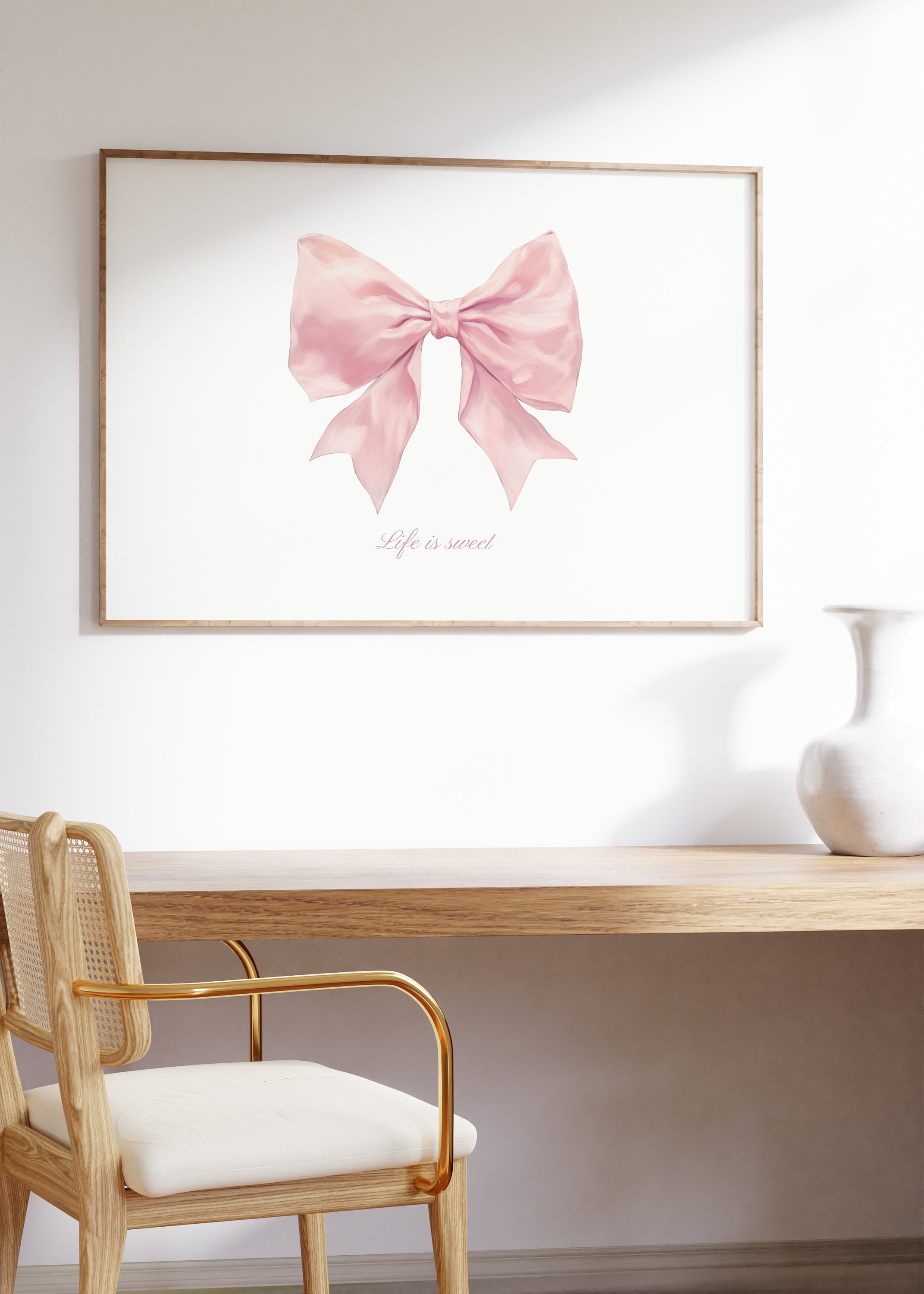 coquette print, grandmillenial art, preppy pink art, bow aesthetic print, blush pink art, nursery girly wall art, soft apartment wall decor