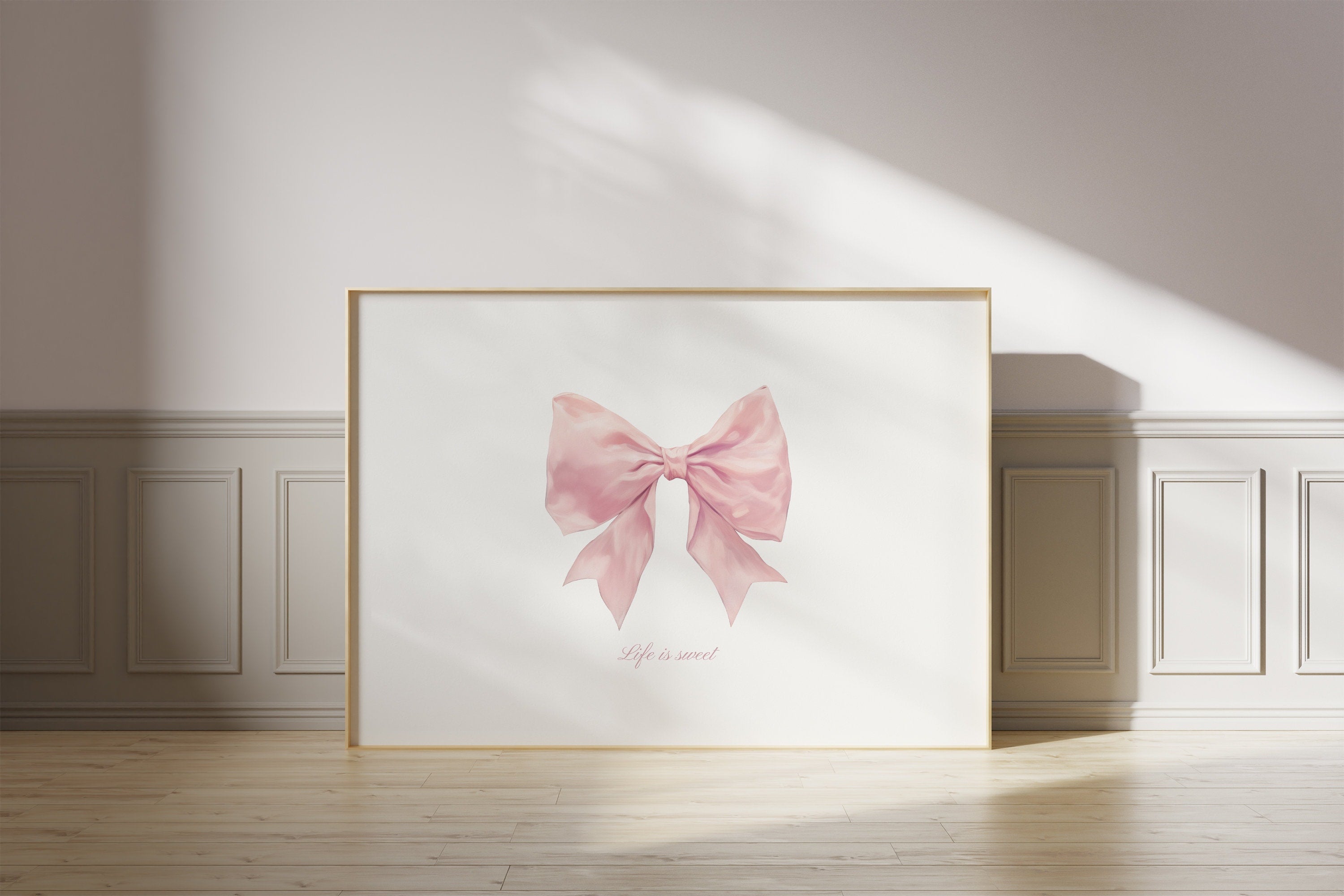 coquette print, grandmillenial art, preppy pink art, bow aesthetic print, blush pink art, nursery girly wall art, soft apartment wall decor