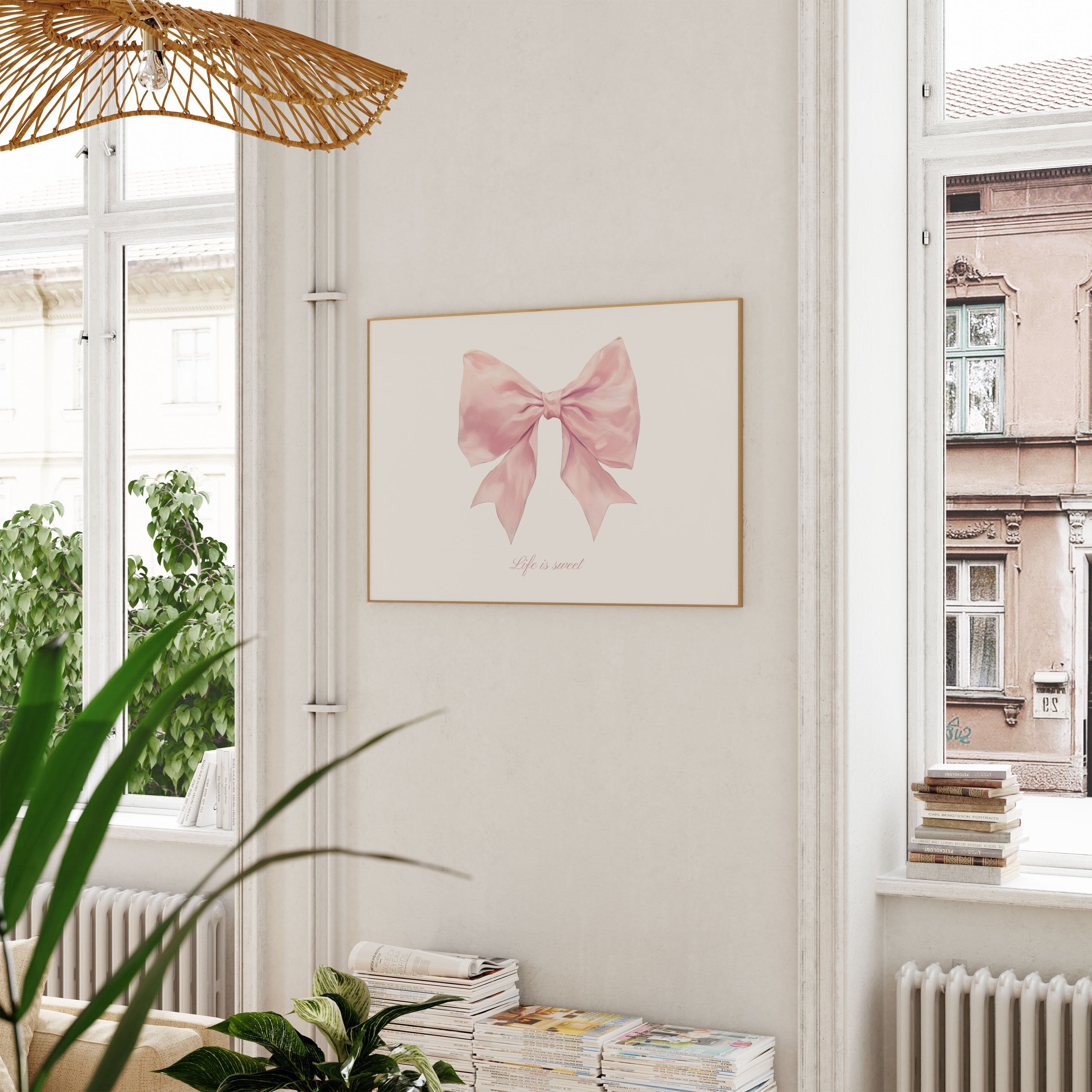 coquette print, grandmillenial art, preppy pink art, bow aesthetic print, blush pink art, nursery girly wall art, soft apartment wall decor