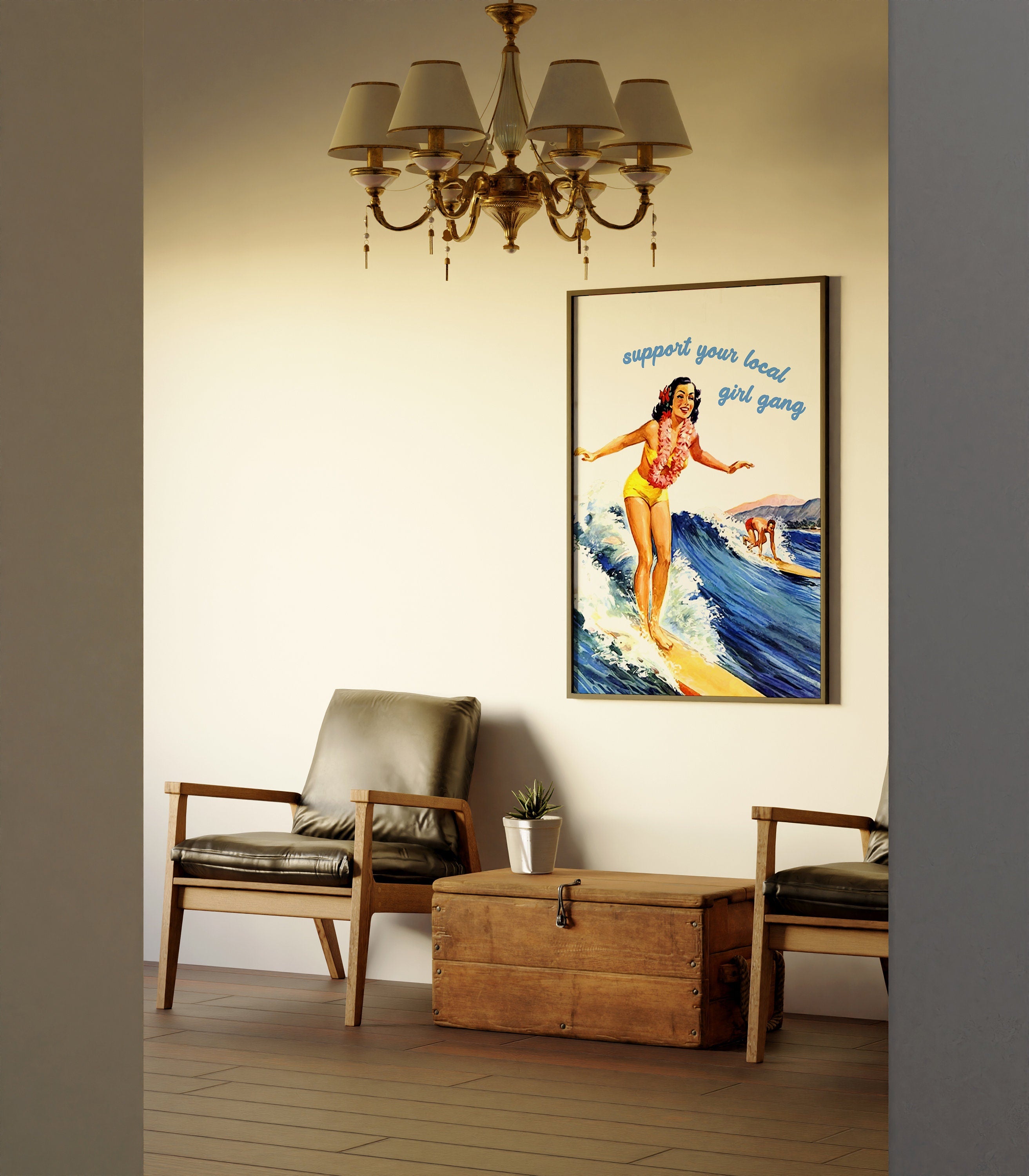 Vintage Wall Art, Surfing Poster, Vintage Surf Art, Aesthetic Room Decor, Retro Beach Print, Digital Download, Surf Gang Poster