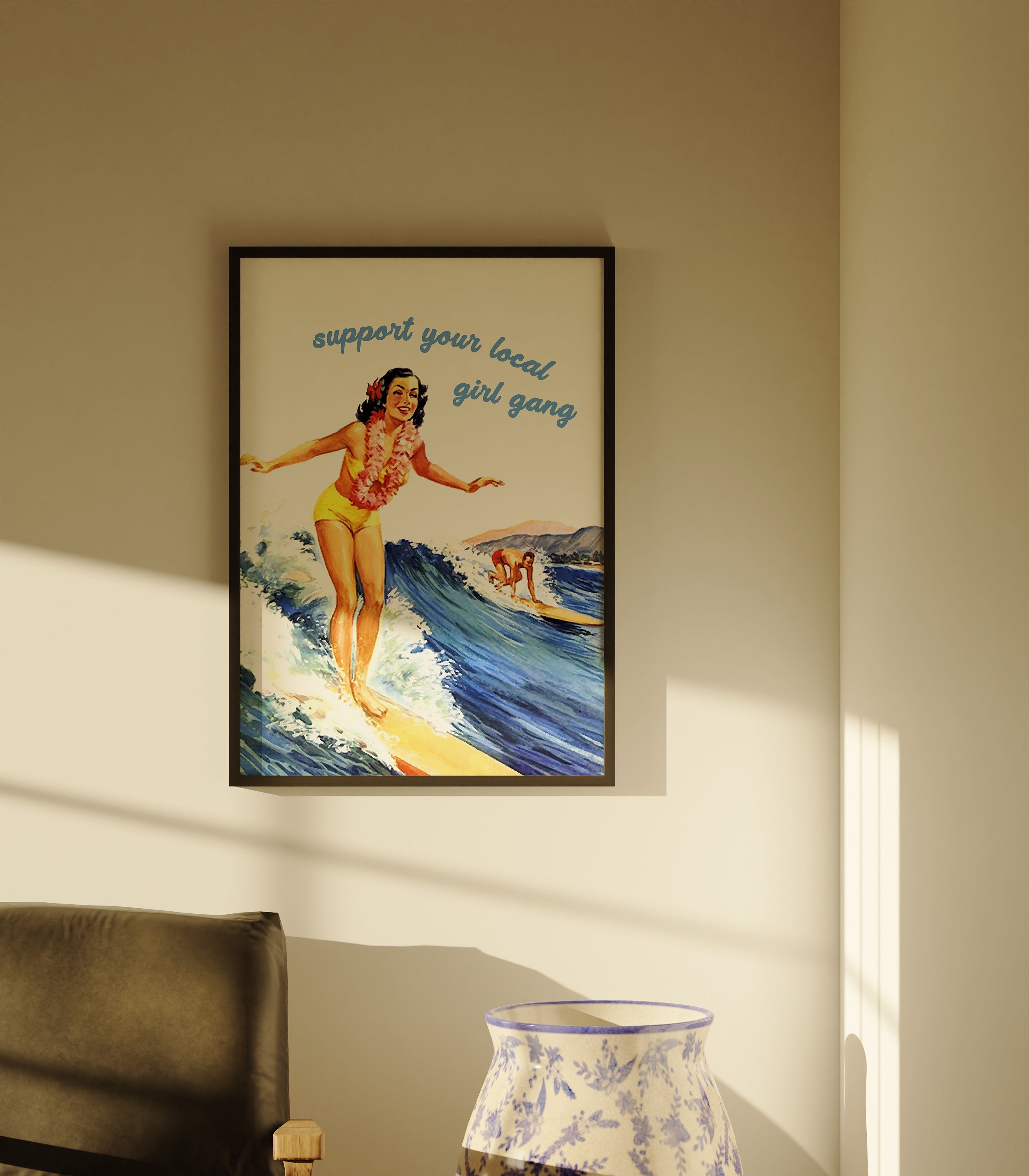 Vintage Wall Art, Surfing Poster, Vintage Surf Art, Aesthetic Room Decor, Retro Beach Print, Digital Download, Surf Gang Poster