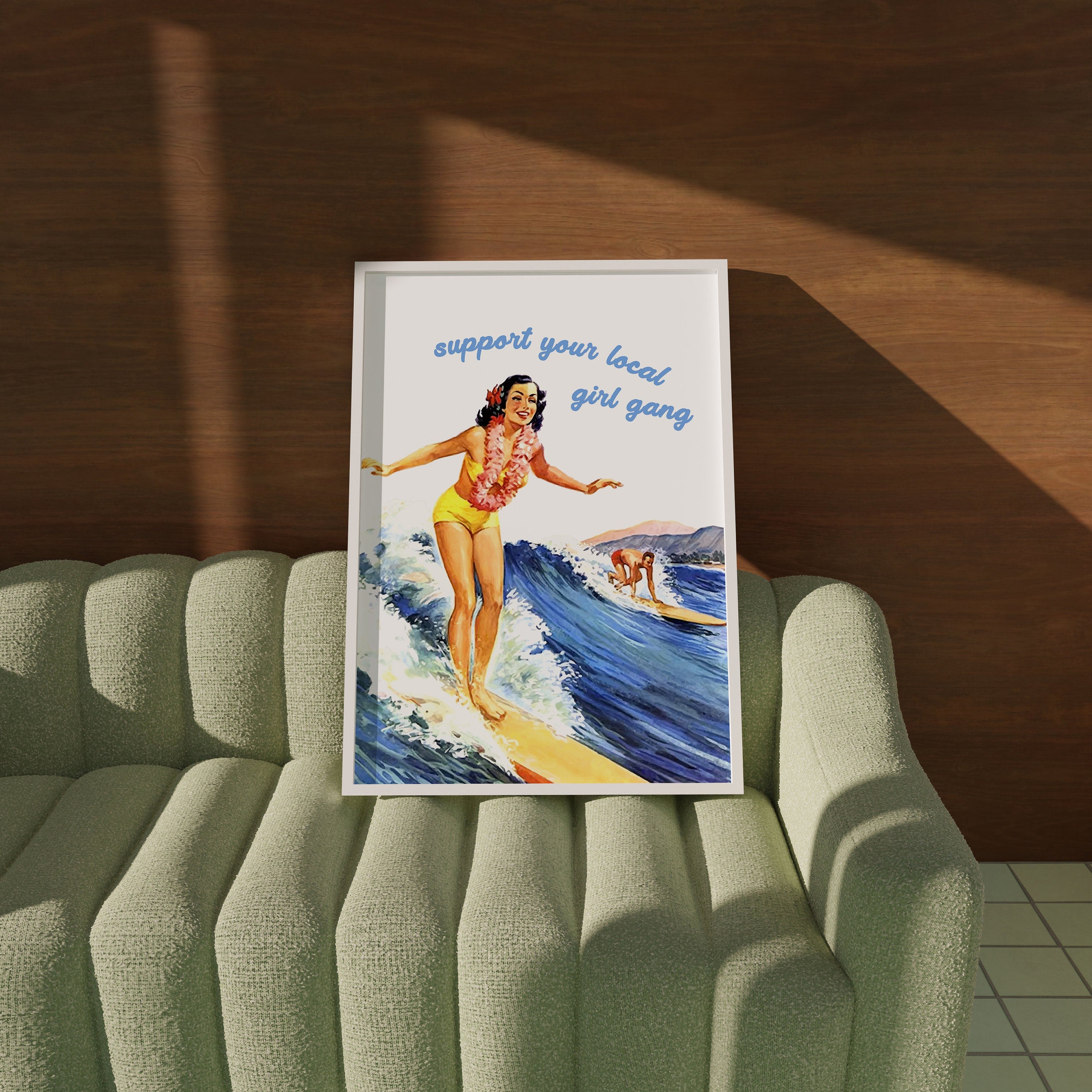 Vintage Wall Art, Surfing Poster, Vintage Surf Art, Aesthetic Room Decor, Retro Beach Print, Digital Download, Surf Gang Poster