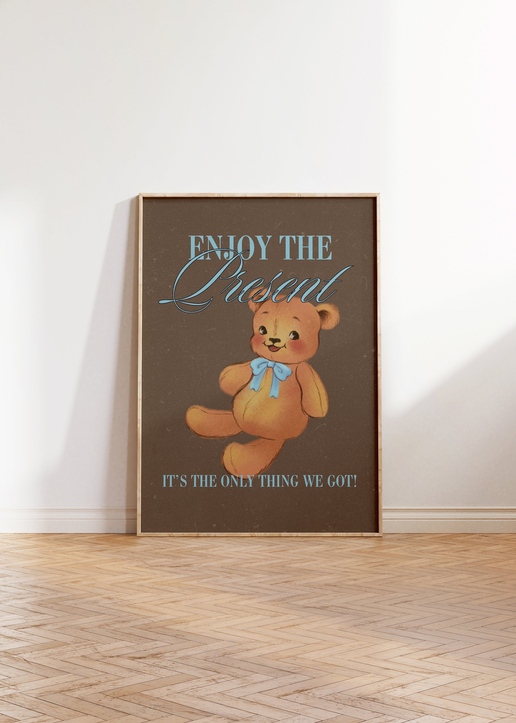 Teddy Bear Art, Wall Print, Cute Decor, Girly Print, Kids Room Art, Large Print, Funny Art, Bear Posters, Positivity Art, Bedroom Art Prints