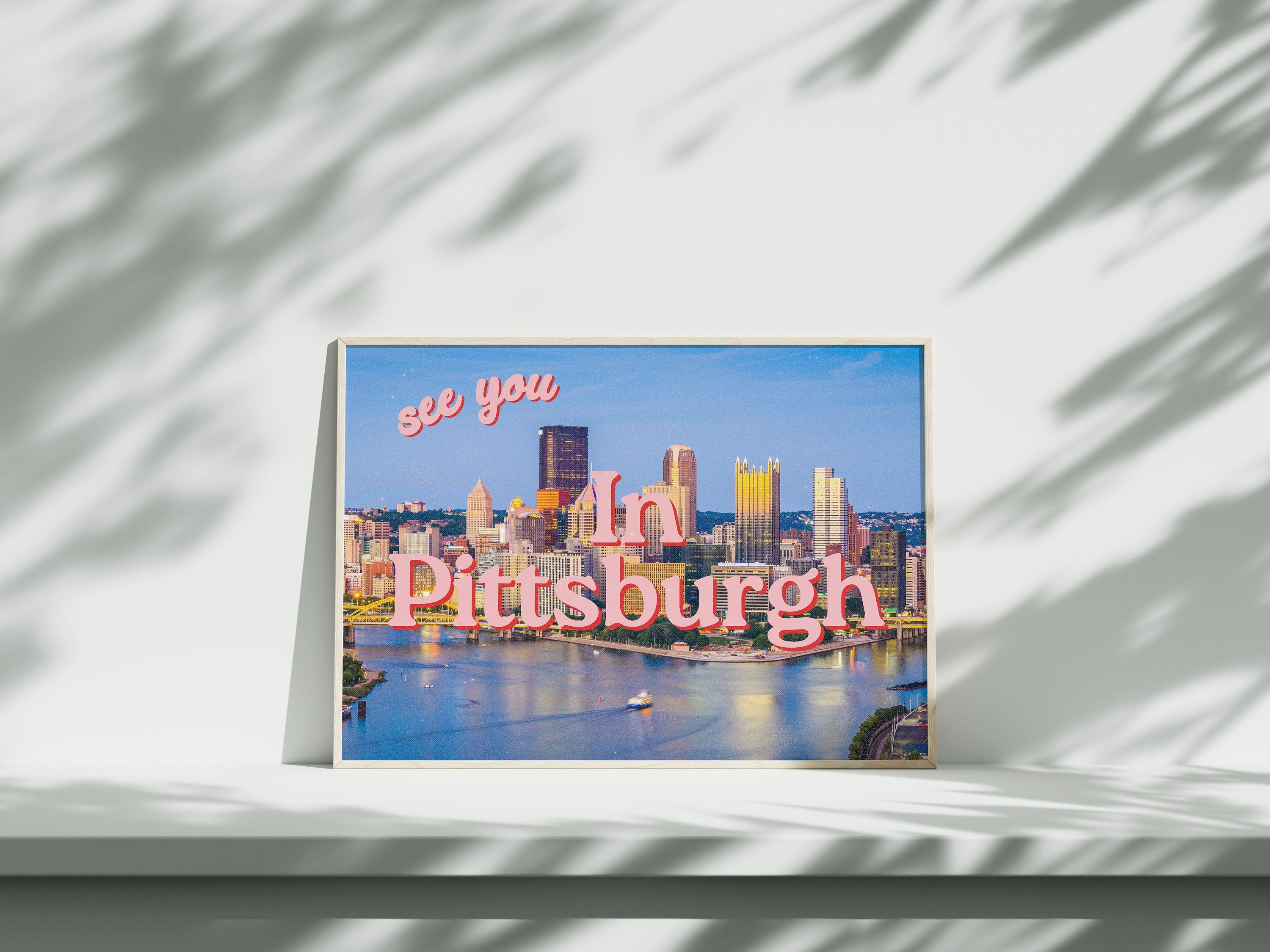 Digital Art Prints, See you in Pittsburgh, Retro photo Prints, Retro Photo Art Print, Pittsburgh poster, pittsburgh postcard