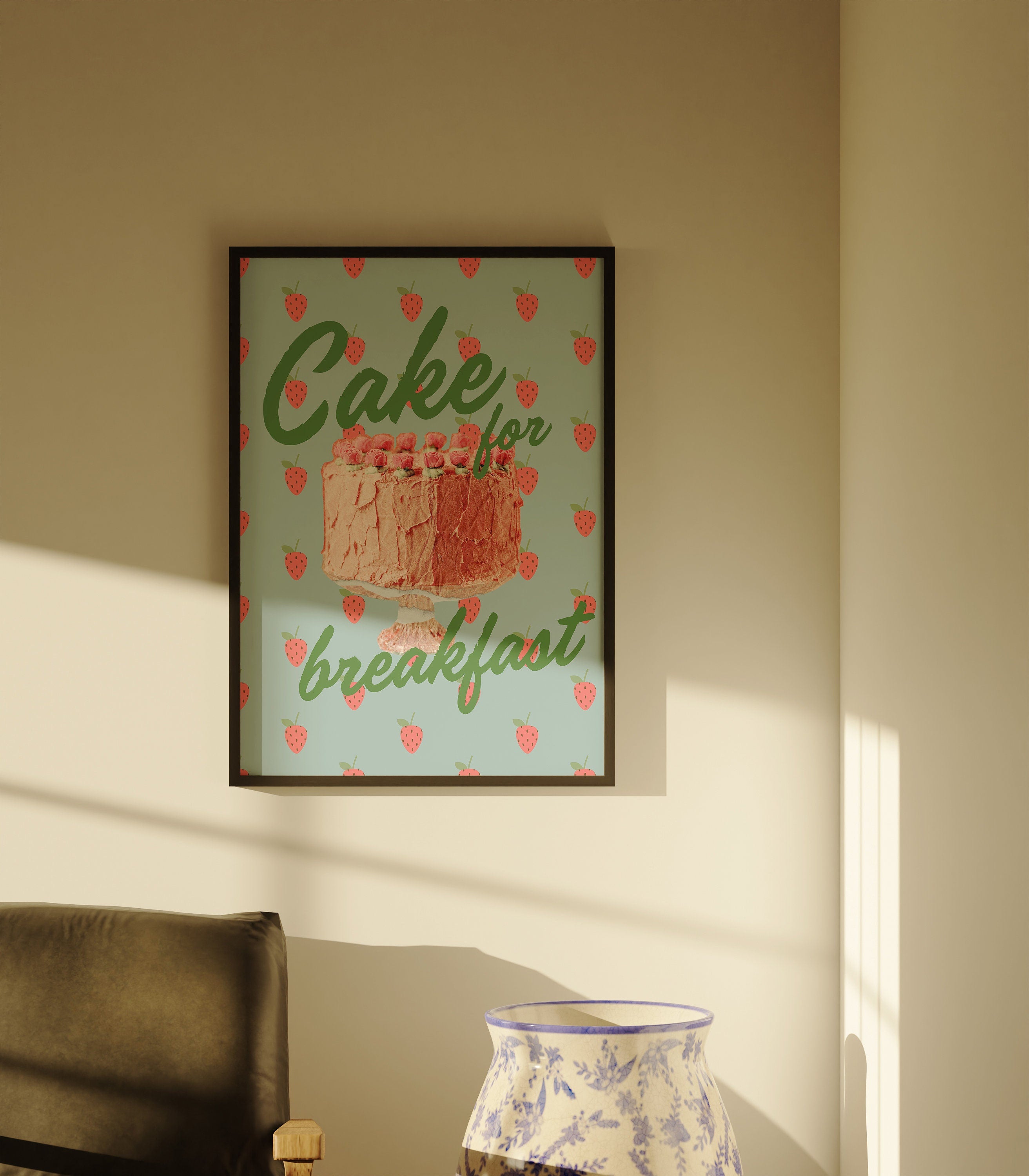 Cake Art, Digital Download, Vday Wall Art, Coquette Cake Art, Trendy Wall Art Print, Kitchen, Pink Kitchen Wall Decor, Pink Cake Art