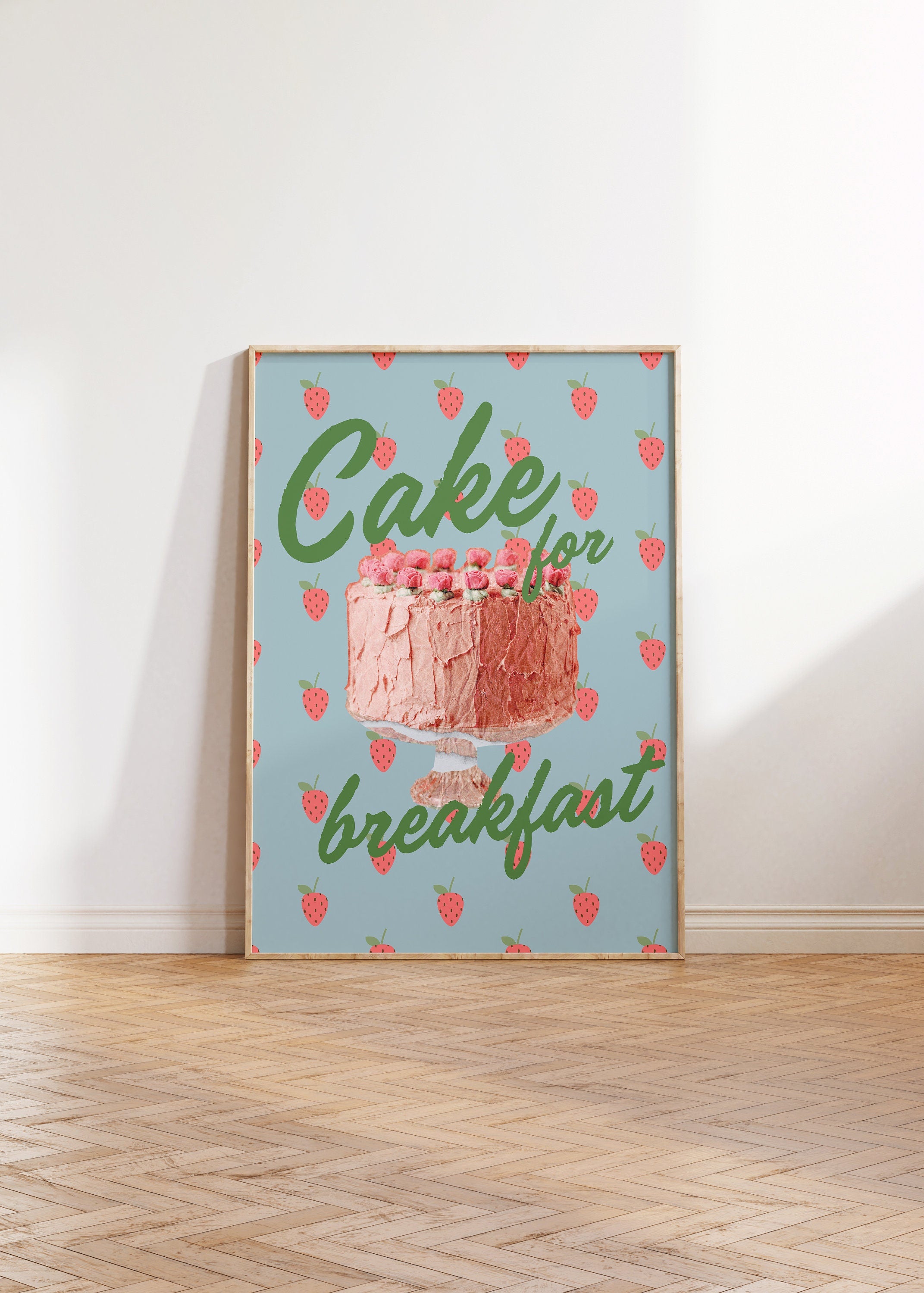 Cake Art, Digital Download, Vday Wall Art, Coquette Cake Art, Trendy Wall Art Print, Kitchen, Pink Kitchen Wall Decor, Pink Cake Art