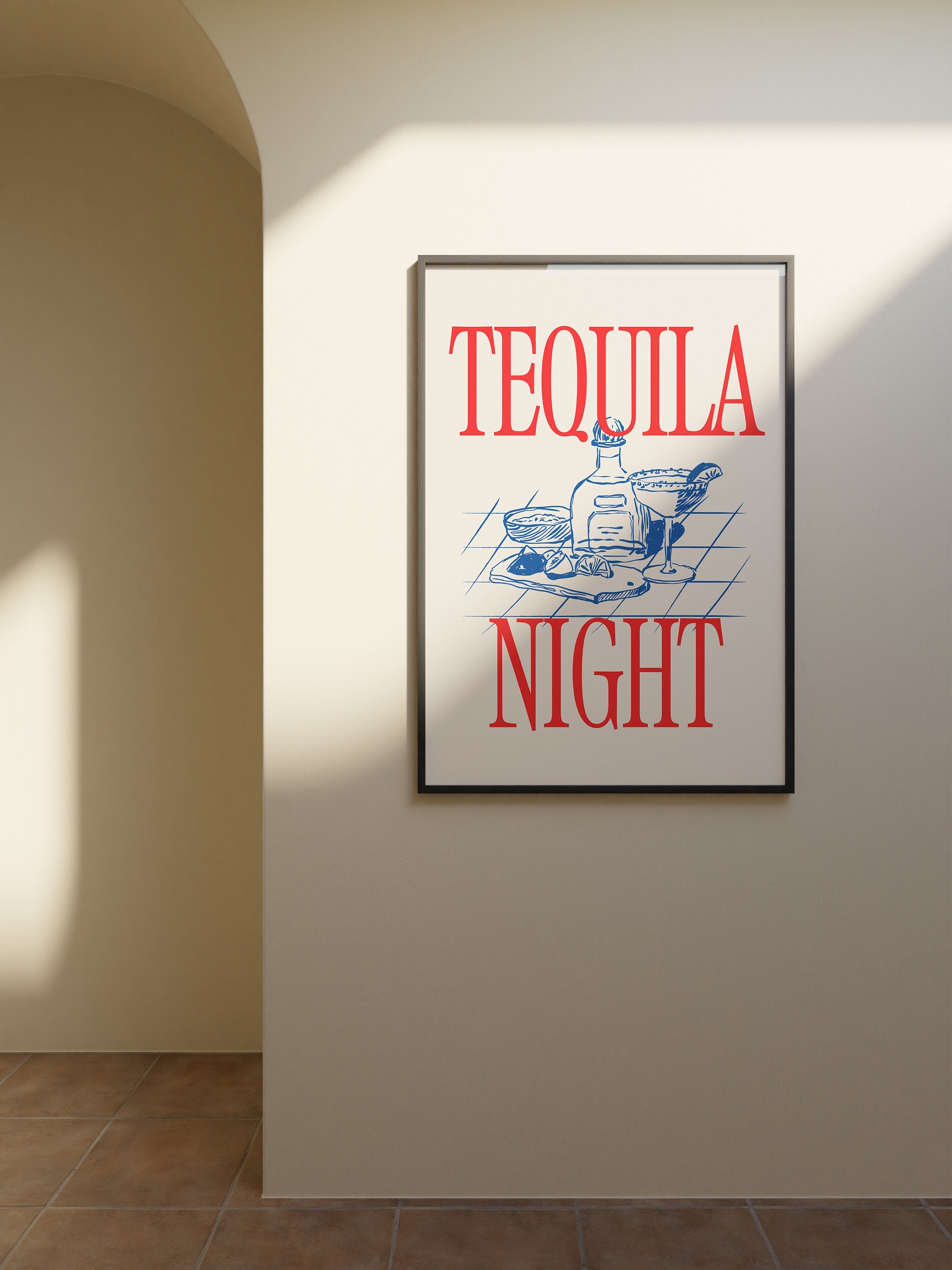 Bar Art Print, Liquor Poster, Tequila Night Print, Cute Bar Cart Art, Wall Art, Tequila Poster, Tequila Print, Digital Download, Bar Art