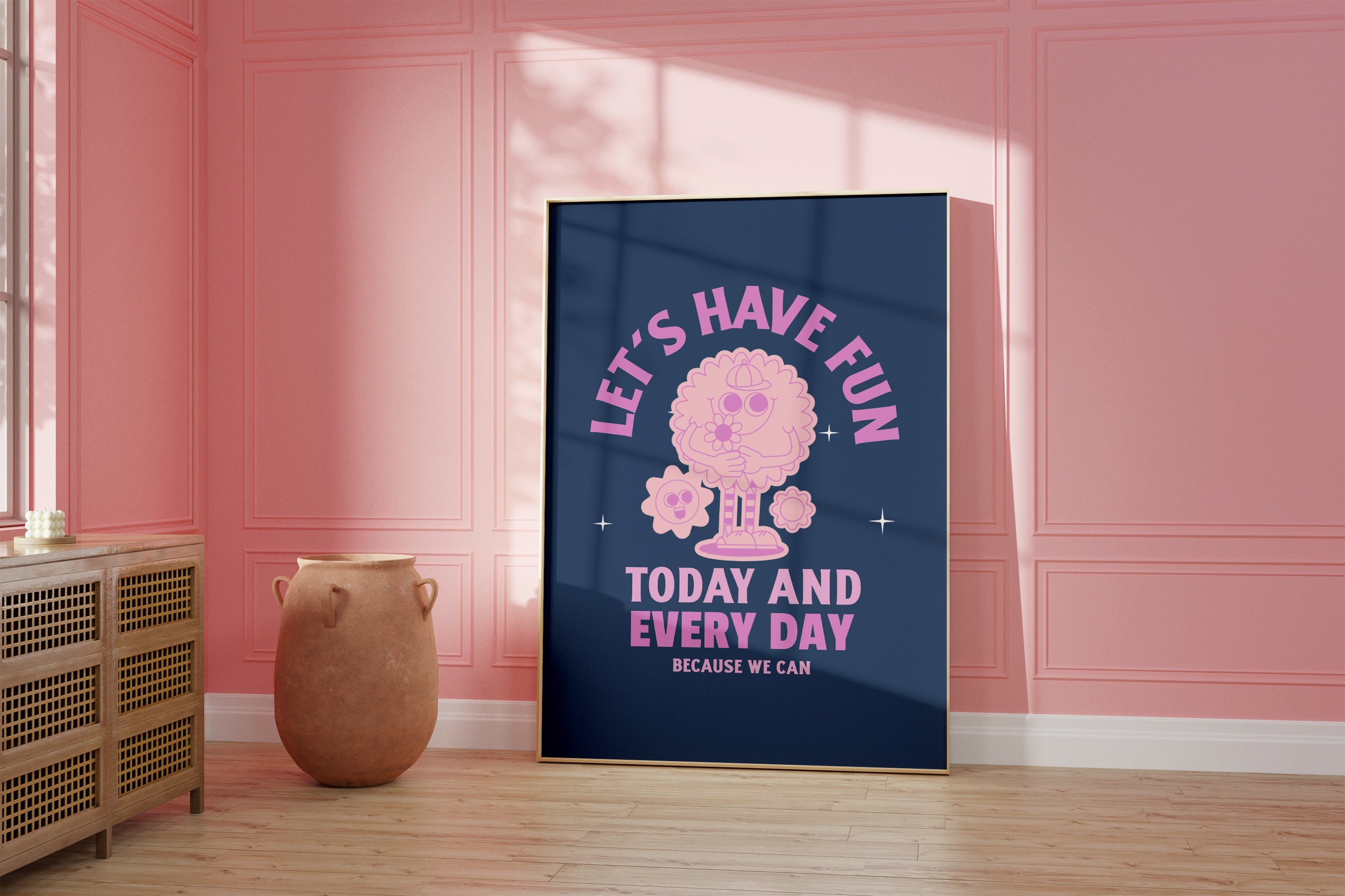 Let's Have Fun! Printable Classroom Poster, Class Decor, Kids Room Decor, School Poster, Inspiration Art, Pink Wall Art, Navy Wall Art