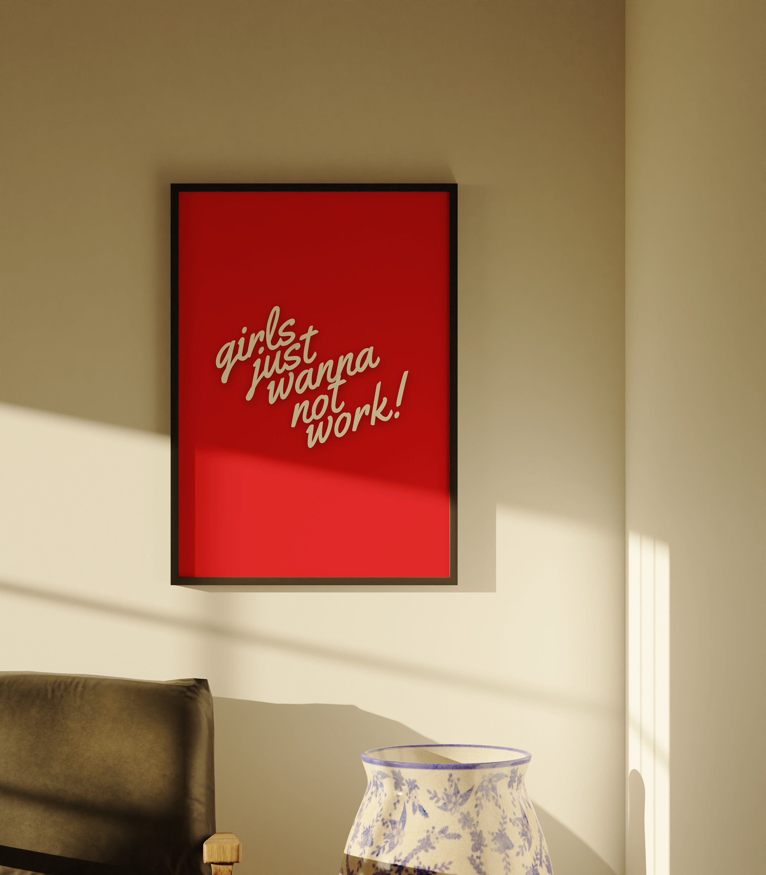 Wall Art Print, Retro Aesthetic Art ,Apartment Art, Feminist Art, Living Room Decor, Red Typography Art, Retro Funny Women Art