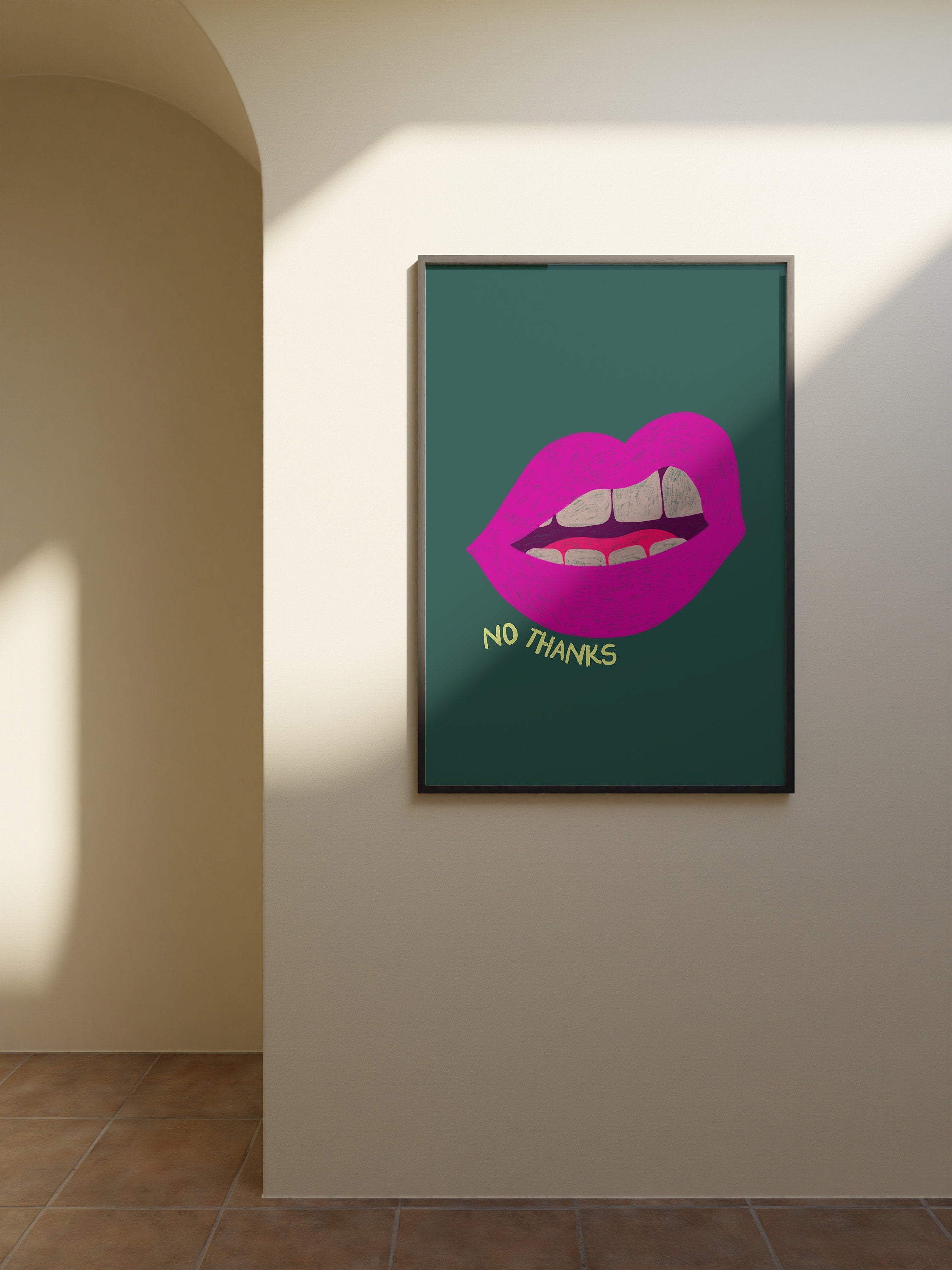 Wall Art Print, Retro Aesthetic Art ,Apartment Art, Feminist Art, Living Room Decor, Lips Typography Art, Retro Funny Women Art