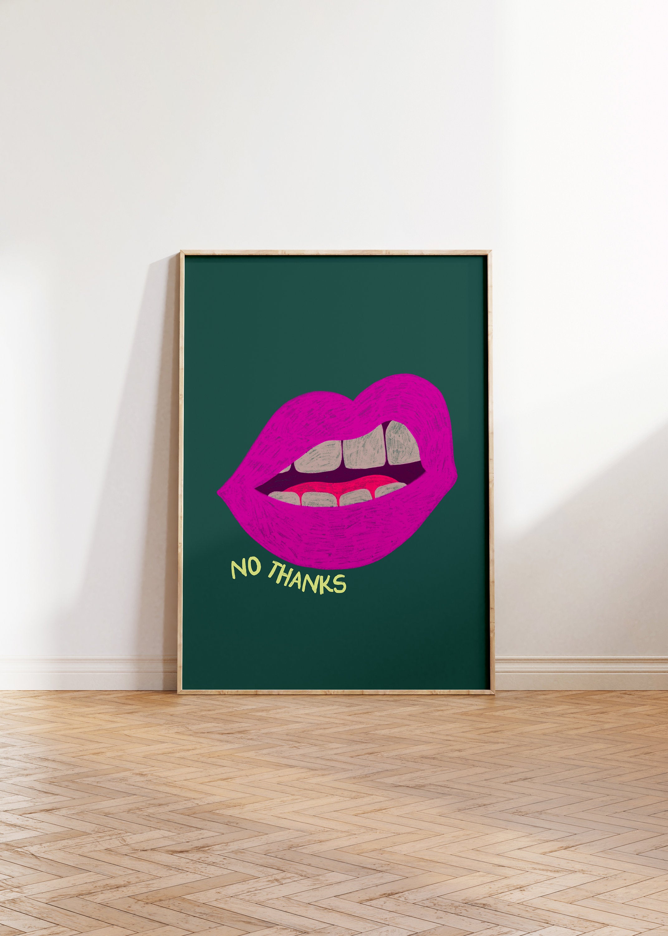 Wall Art Print, Retro Aesthetic Art ,Apartment Art, Feminist Art, Living Room Decor, Lips Typography Art, Retro Funny Women Art