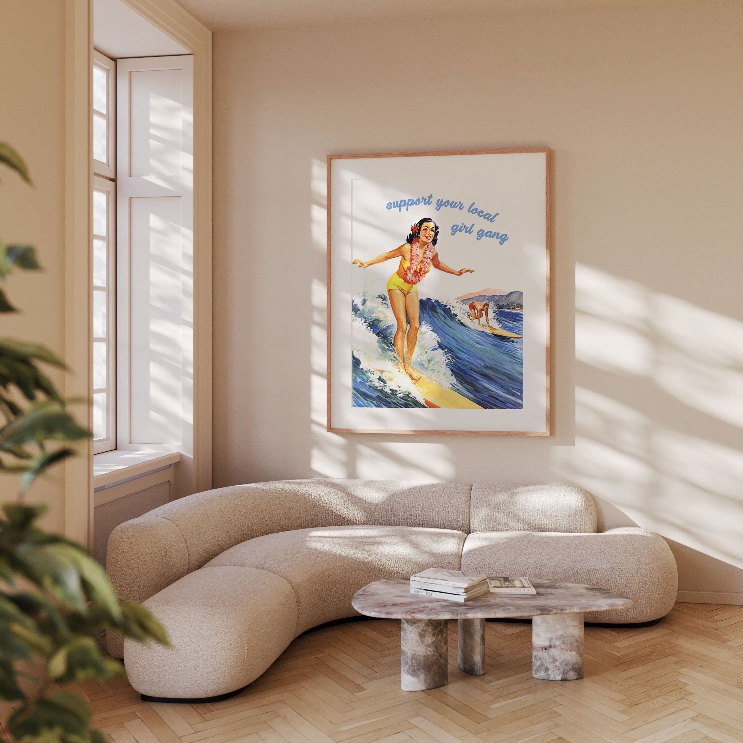 Vintage Wall Art, Surfing Poster, Vintage Surf Art, Aesthetic Room Decor, Retro Beach Print, Digital Download, Surf Gang Poster