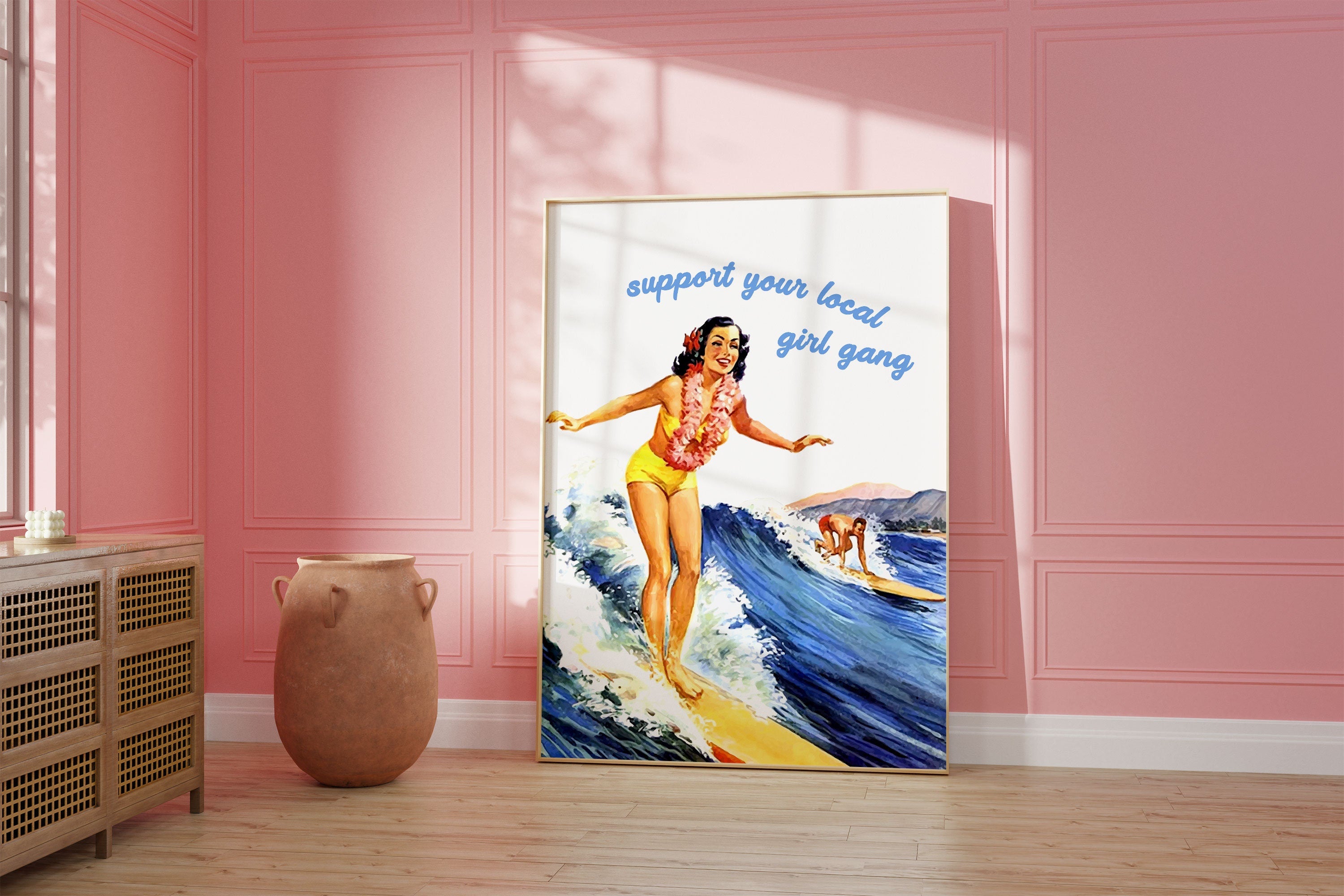 Vintage Wall Art, Surfing Poster, Vintage Surf Art, Aesthetic Room Decor, Retro Beach Print, Digital Download, Surf Gang Poster