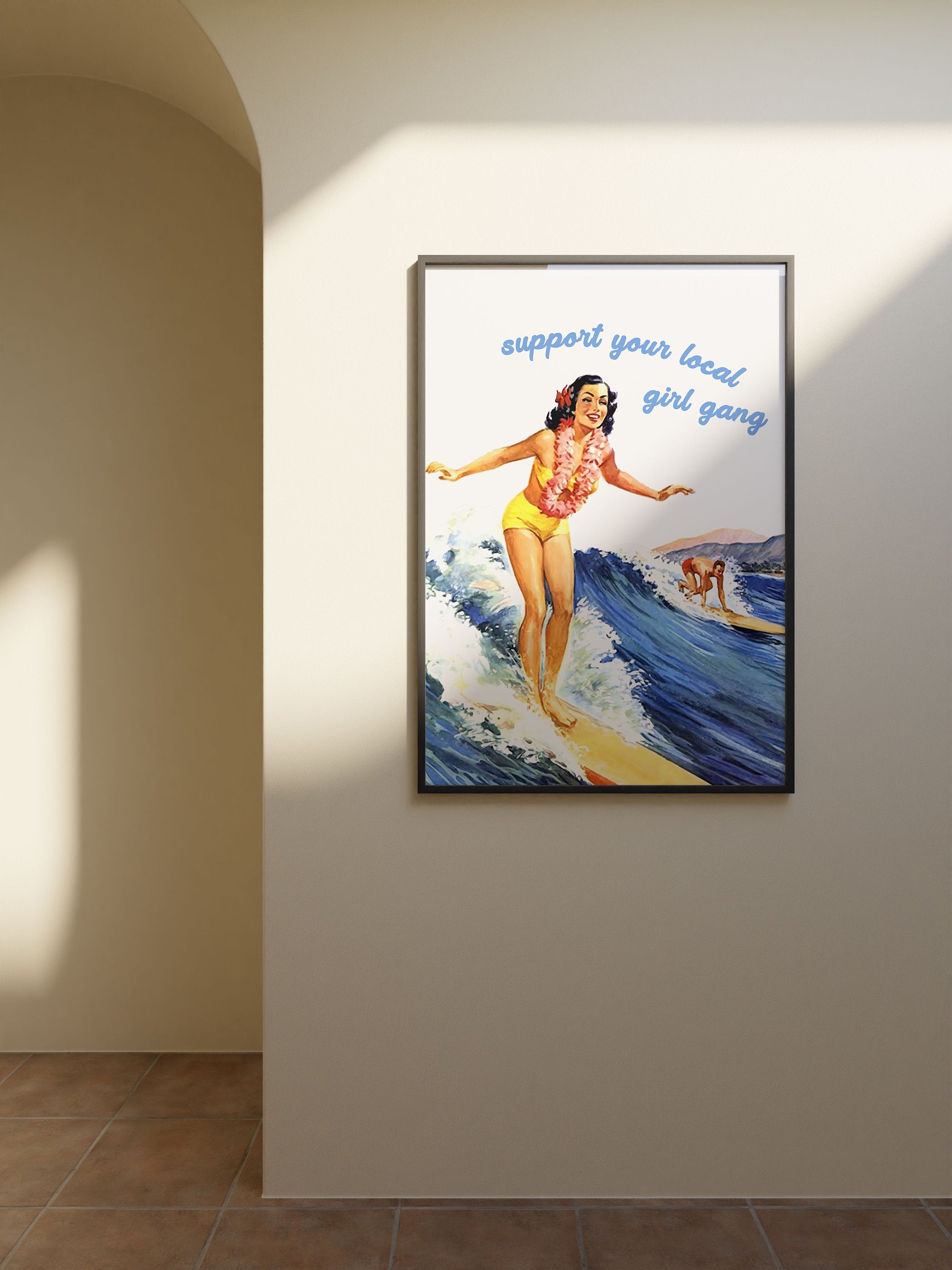 Vintage Wall Art, Surfing Poster, Vintage Surf Art, Aesthetic Room Decor, Retro Beach Print, Digital Download, Surf Gang Poster