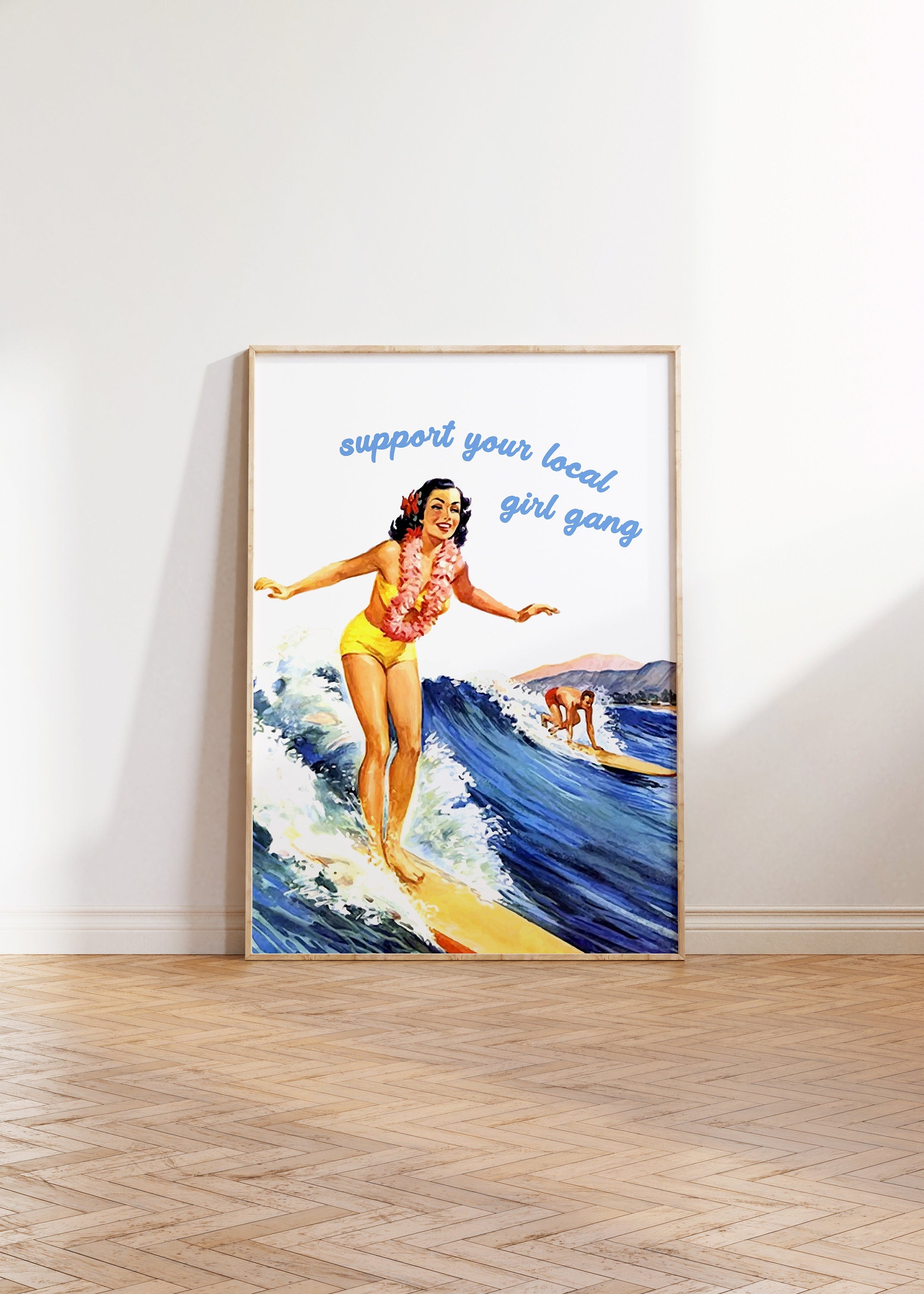 Vintage Wall Art, Surfing Poster, Vintage Surf Art, Aesthetic Room Decor, Retro Beach Print, Digital Download, Surf Gang Poster