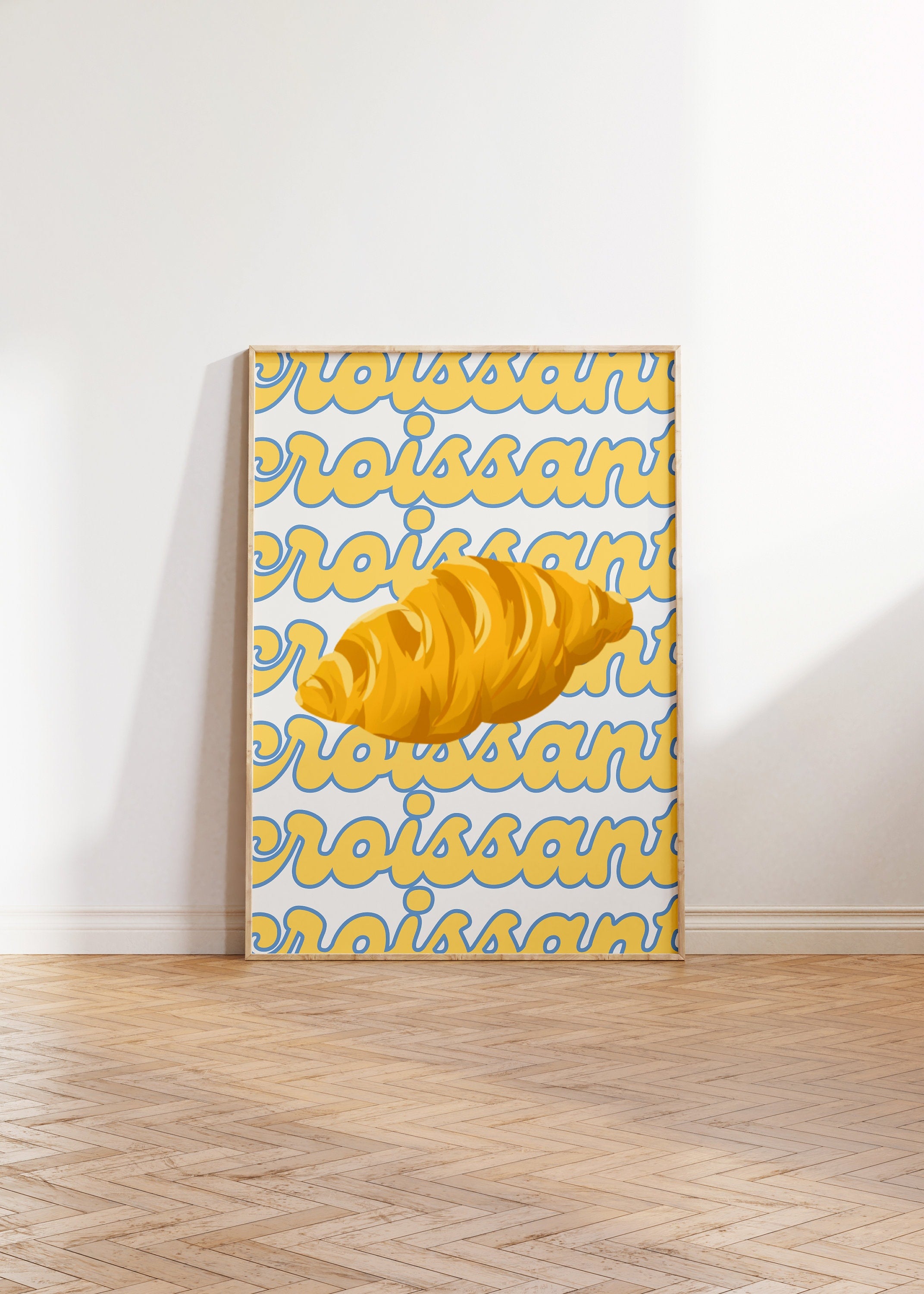 Croissant Art, Digital Download, Coquette Cake Art, Trendy Wall Art Print, Kitchen Art, Kitchen Wall Decor, Pastries Art