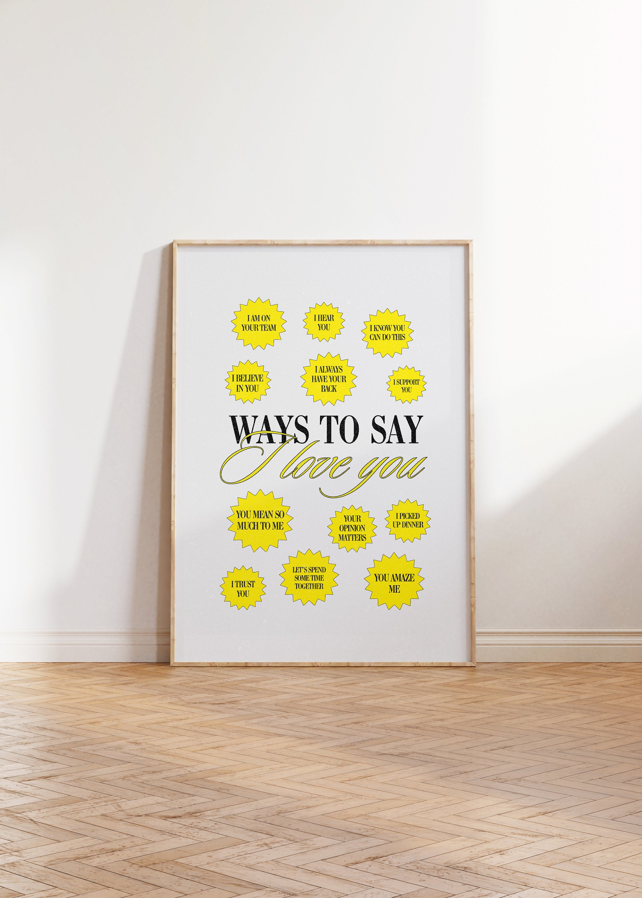 Quote Wall Print, Ways to Say I Love You, Digital Art, Friendship Print, Retro Wall Decor, Downloadable Print, Positivity Art, Gift for Mom