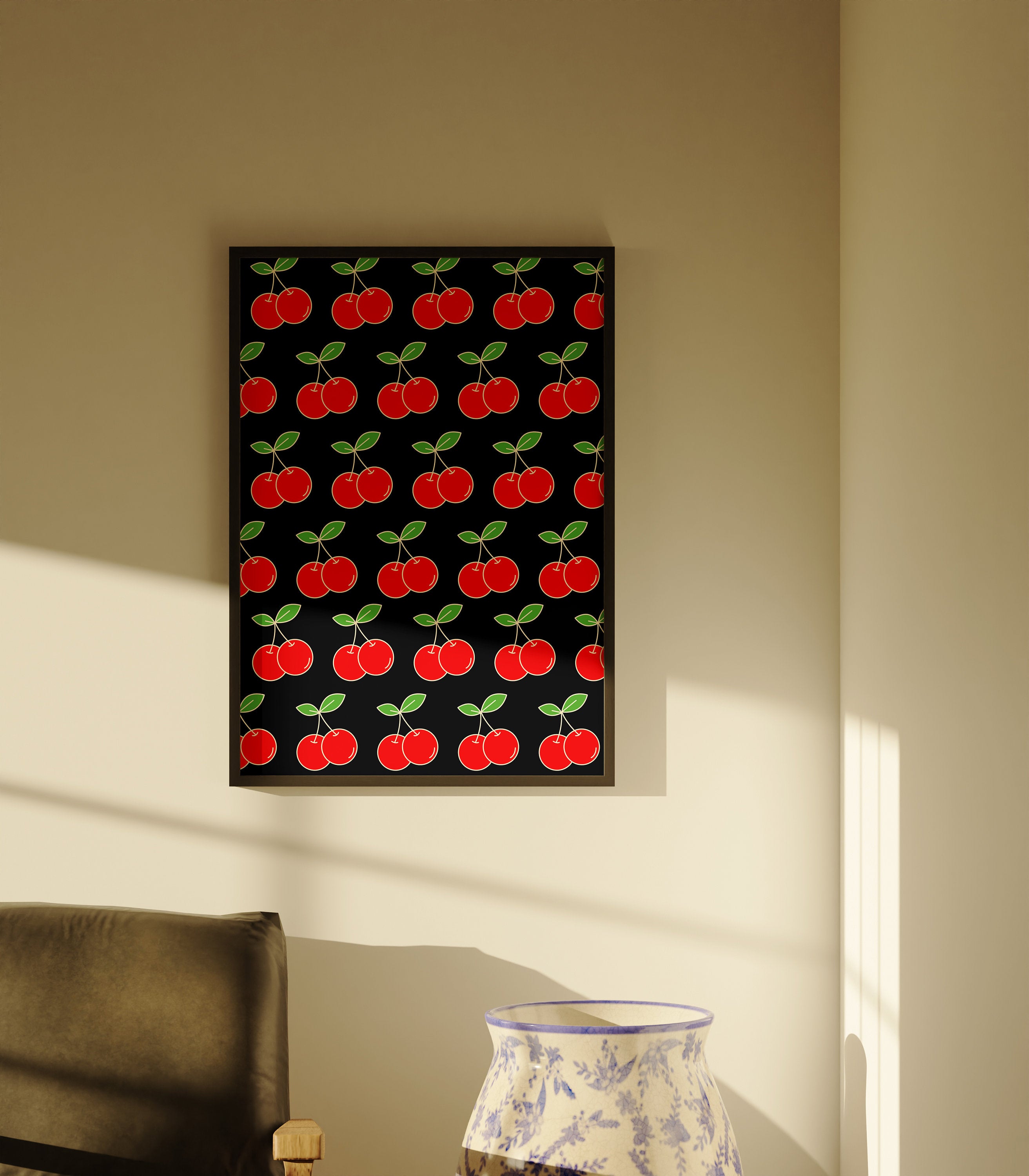 Cherry Poster, Retro Wall Art, 70s Psychedelic Print, Funky Wall Decor, Cherry Wall Art, Aesthetic Print, Trendy Wall Art, Vintage Decor