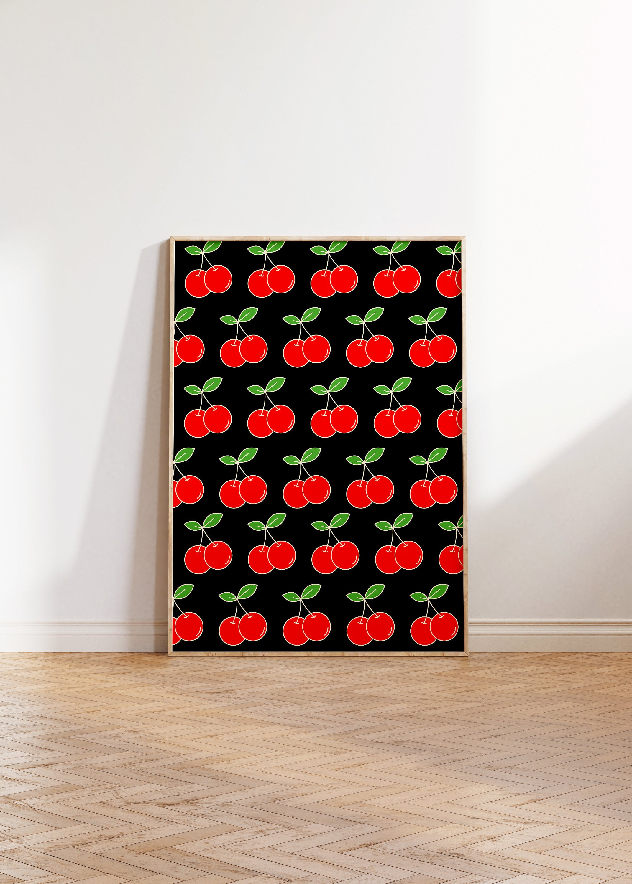 Cherry Poster, Retro Wall Art, 70s Psychedelic Print, Funky Wall Decor, Cherry Wall Art, Aesthetic Print, Trendy Wall Art, Vintage Decor