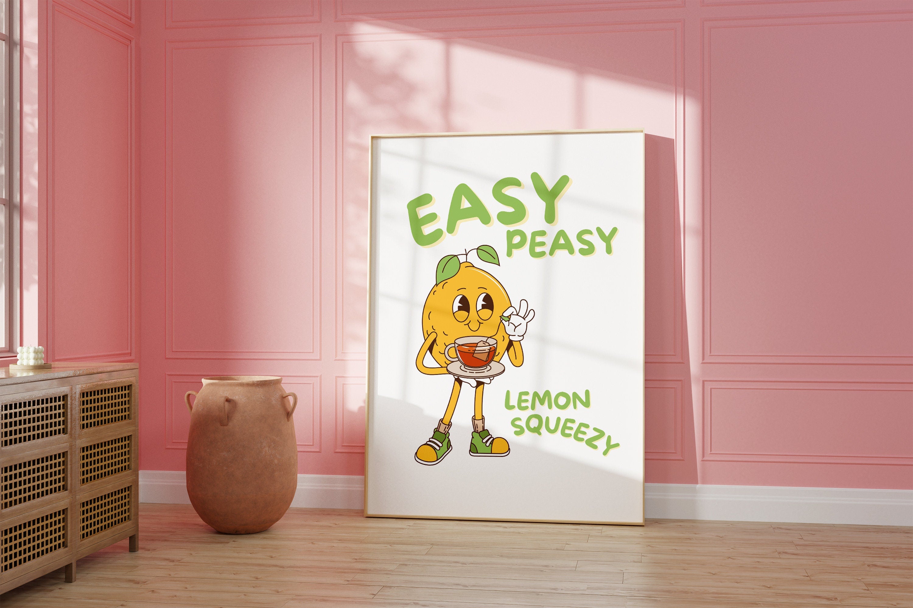 Easy Peasy Lemon Squeezy, Printable Classroom Poster, Digital Prints, Emotions Art, Instant Download, Encouraging Art, Classroom Prints