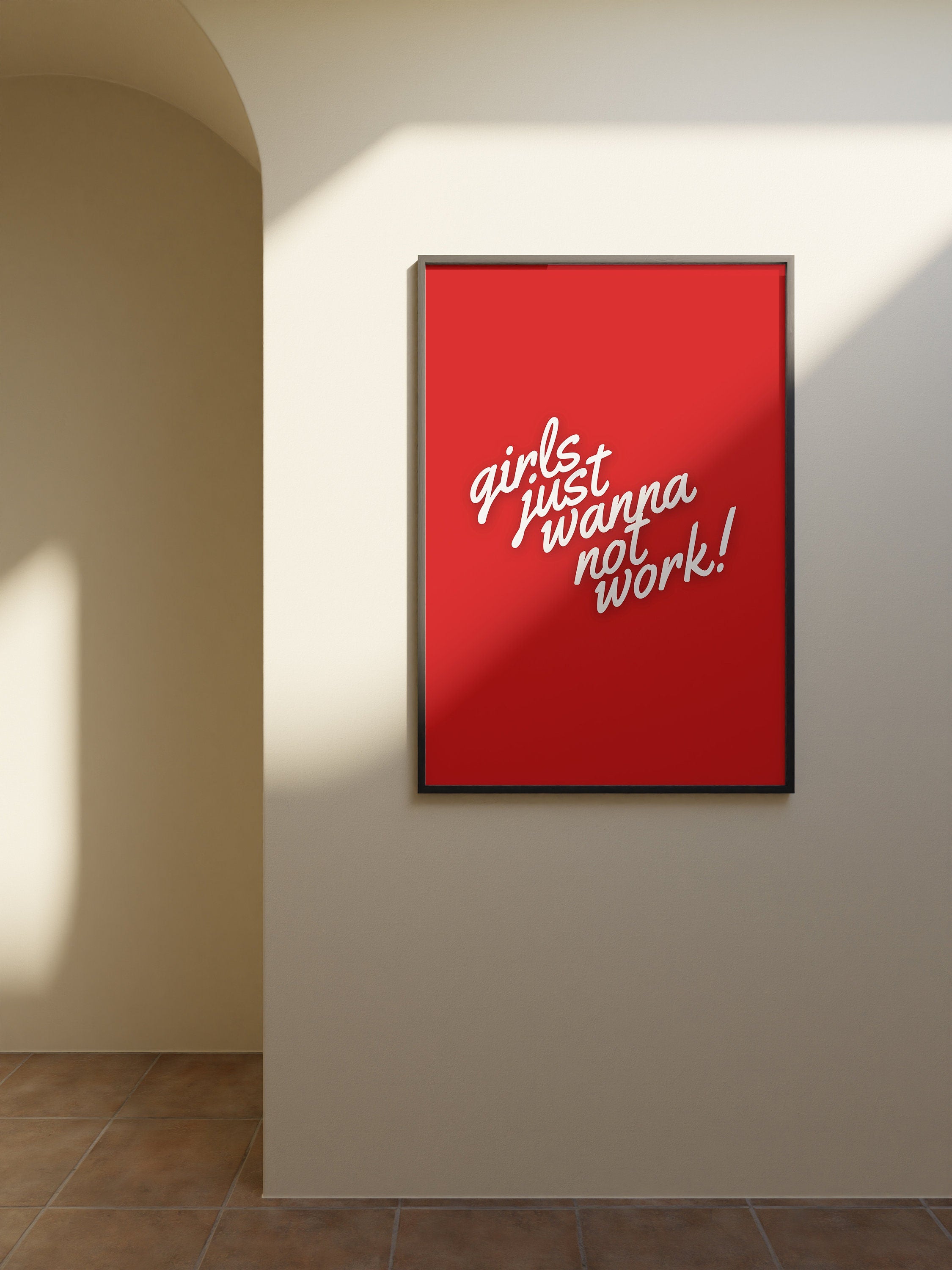 Wall Art Print, Retro Aesthetic Art ,Apartment Art, Feminist Art, Living Room Decor, Red Typography Art, Retro Funny Women Art