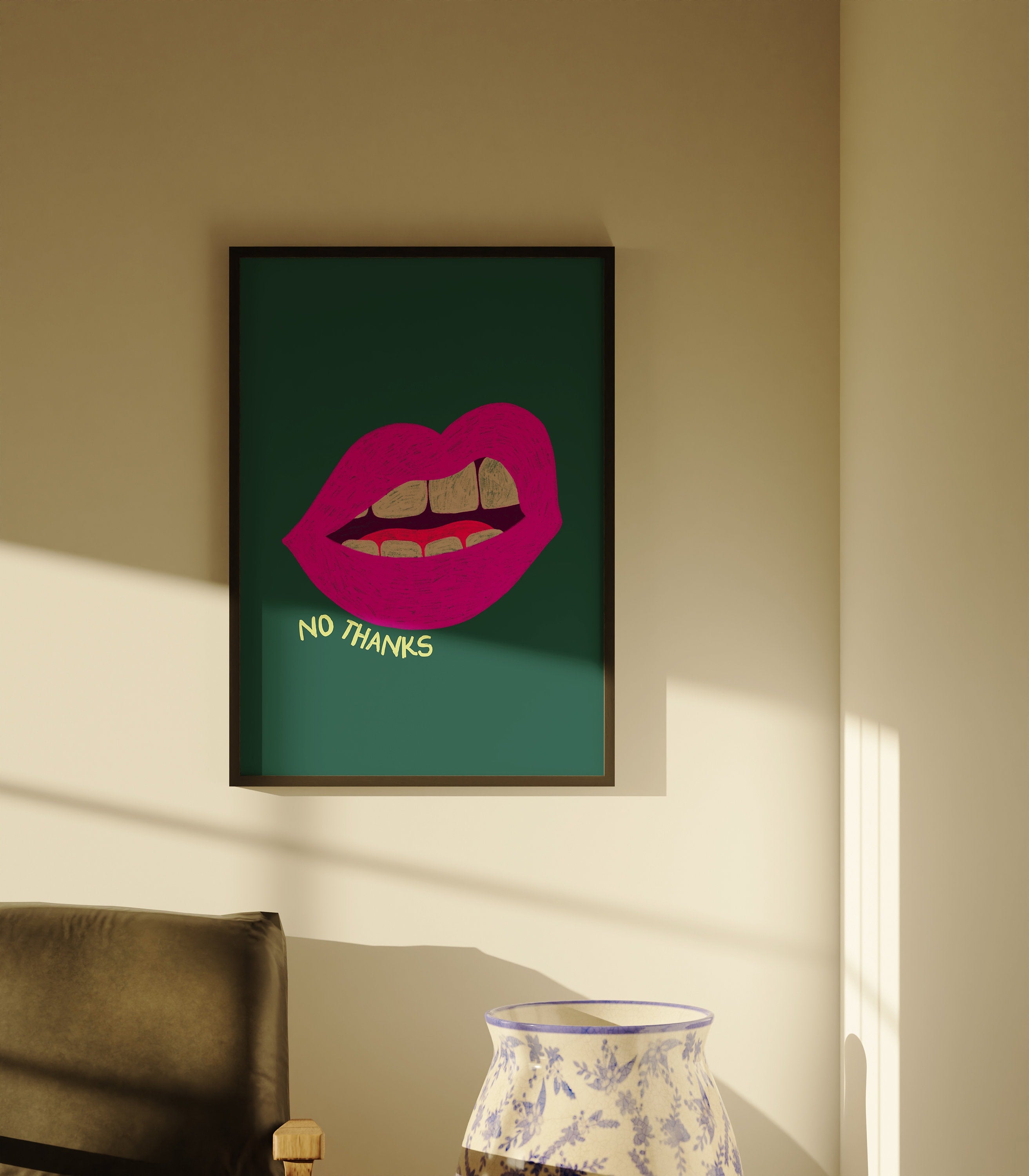 Wall Art Print, Retro Aesthetic Art ,Apartment Art, Feminist Art, Living Room Decor, Lips Typography Art, Retro Funny Women Art