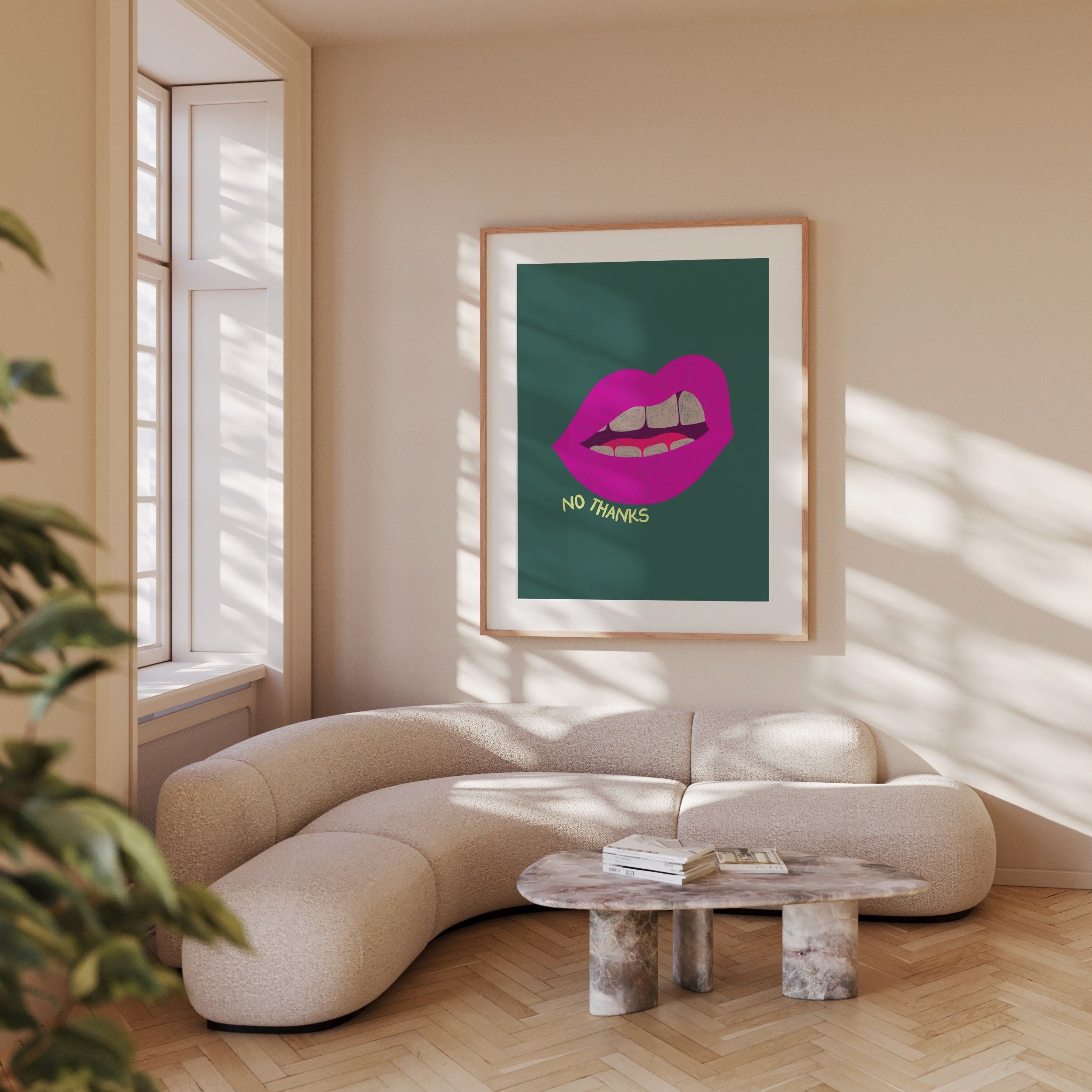 Wall Art Print, Retro Aesthetic Art ,Apartment Art, Feminist Art, Living Room Decor, Lips Typography Art, Retro Funny Women Art